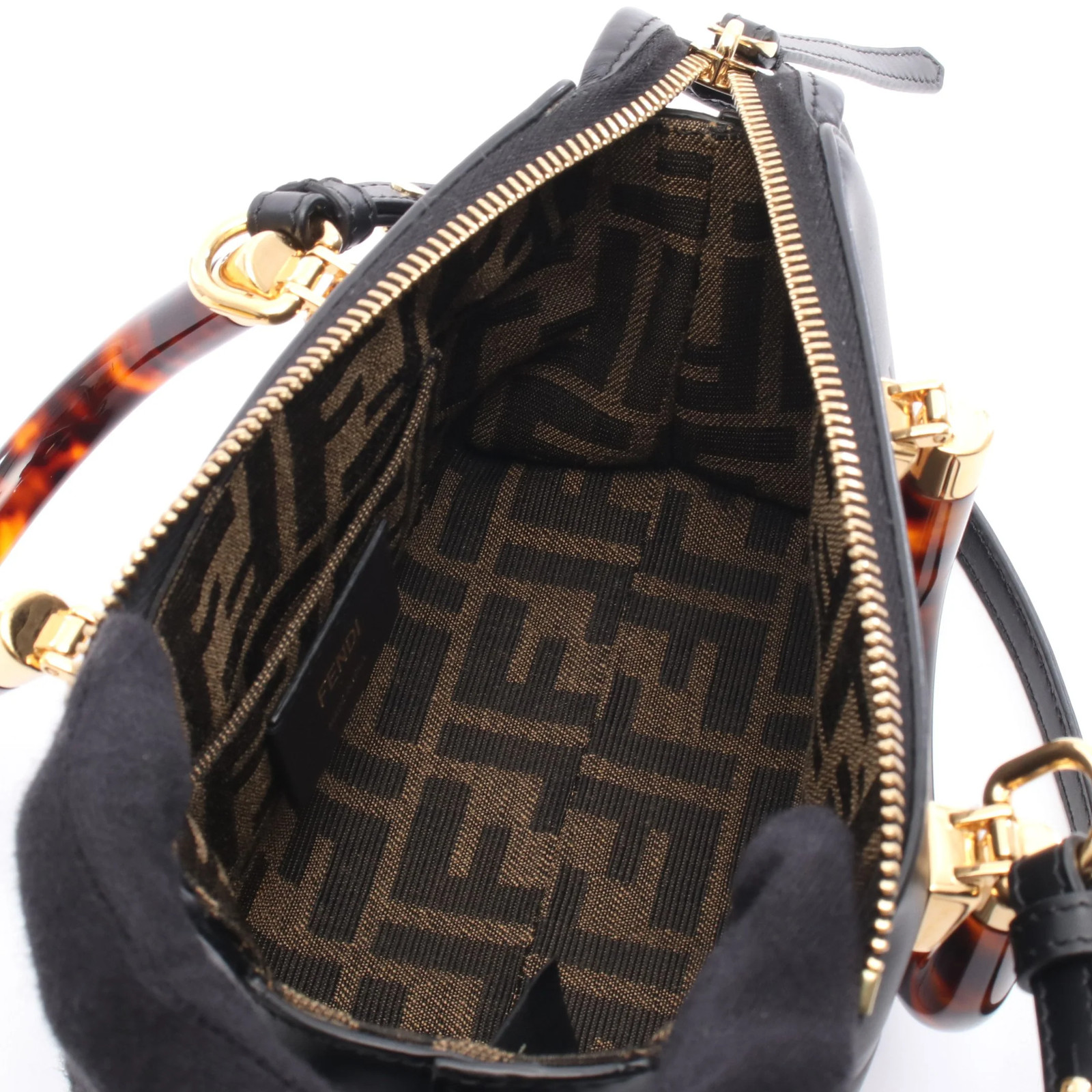 Fendi 2WAY Shoulder Bag Black Leather #RCB465
