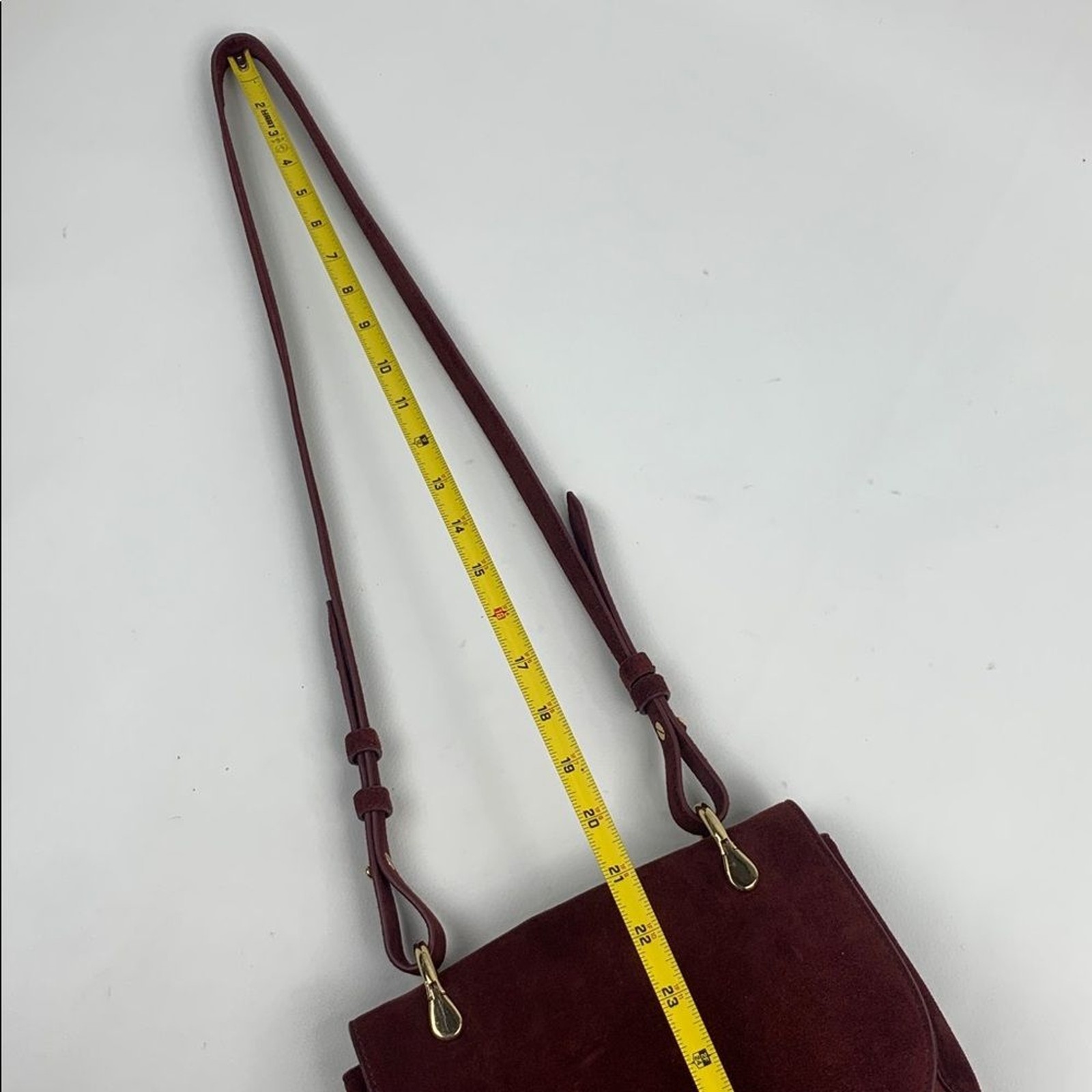 Elizabeth & James Leather Suede Crossbody Bag in Deep Burgundy Gold accent Lined