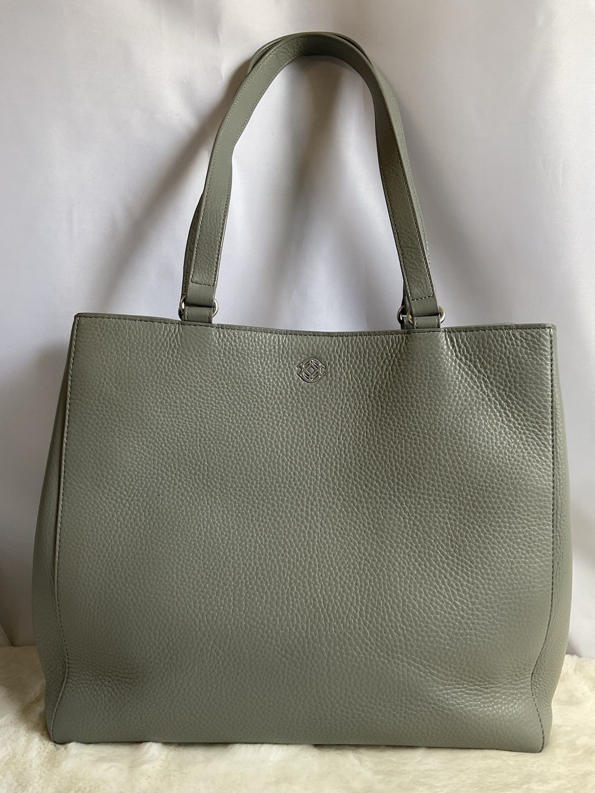 Dagne Dover Allyn Pebbled Leather Tote Bag Heather Grey Medium Work Laptop Bag