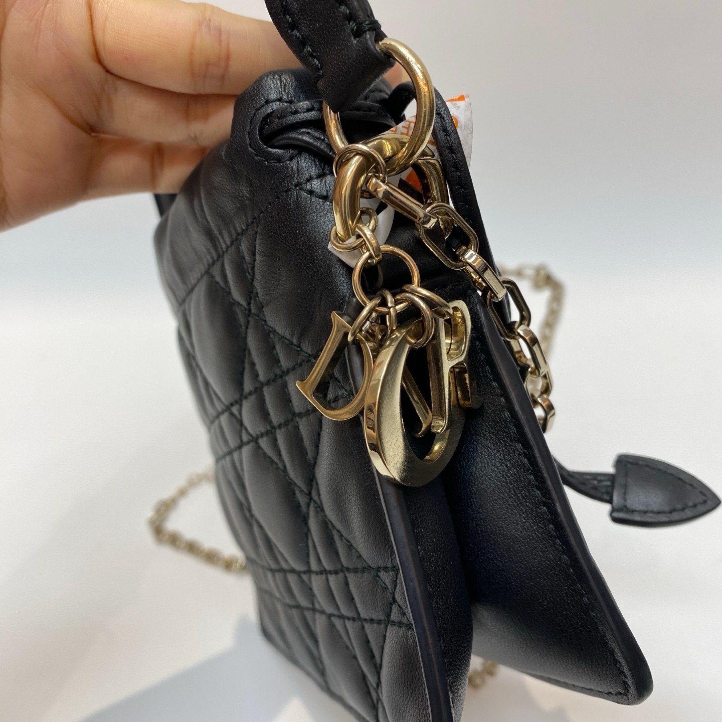 Preloved Lady Dior Milly Cannage Drawstring Bag