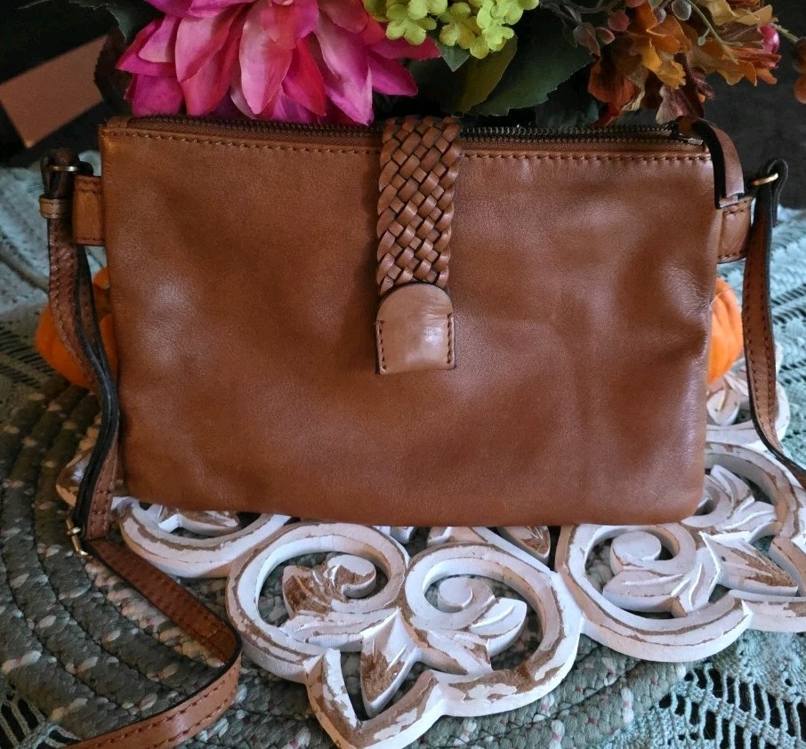 Uniquely Crafted by Artisans In India LeatherCrossbod Shoulder Bag Double Zipper