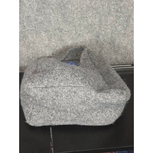 Grey Knit Wool Blend Slouchy Hobo Bag Blue Flower Pin Minimalist Tote Hipster