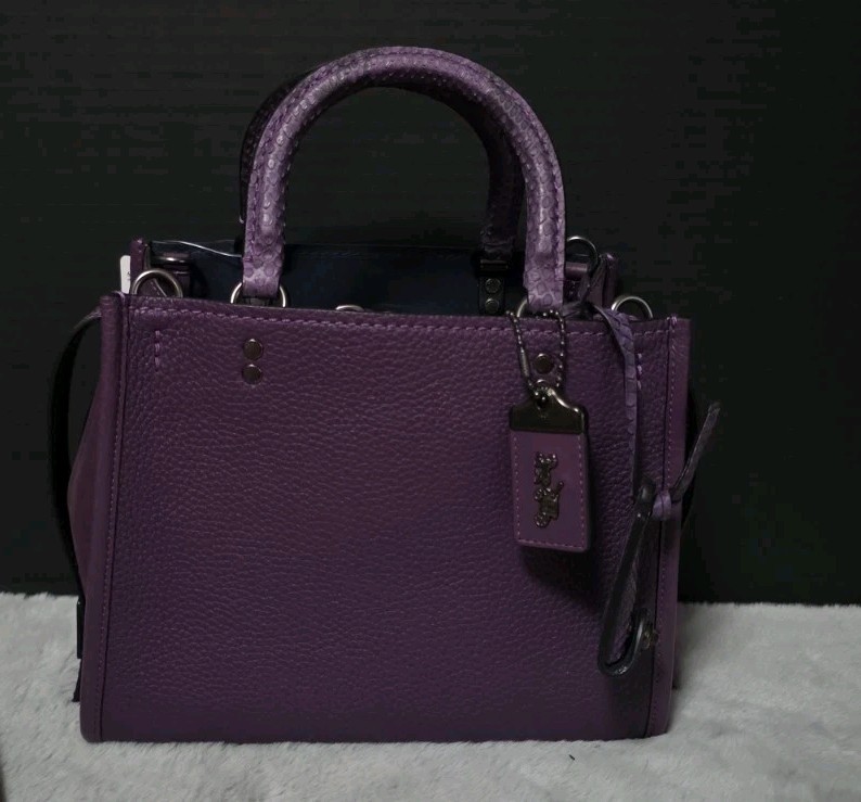 COACH 1941 EXOTIC SNAKESKIN BLACKBERRY ROGUE dark Purple 25 MTO -nwt