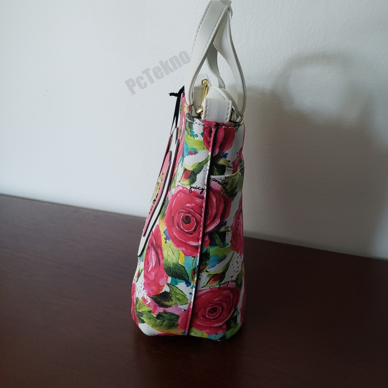 Juicy Couture A Little Piece Of Heart Mini Shopper Crossbody Tote White Rose NWT