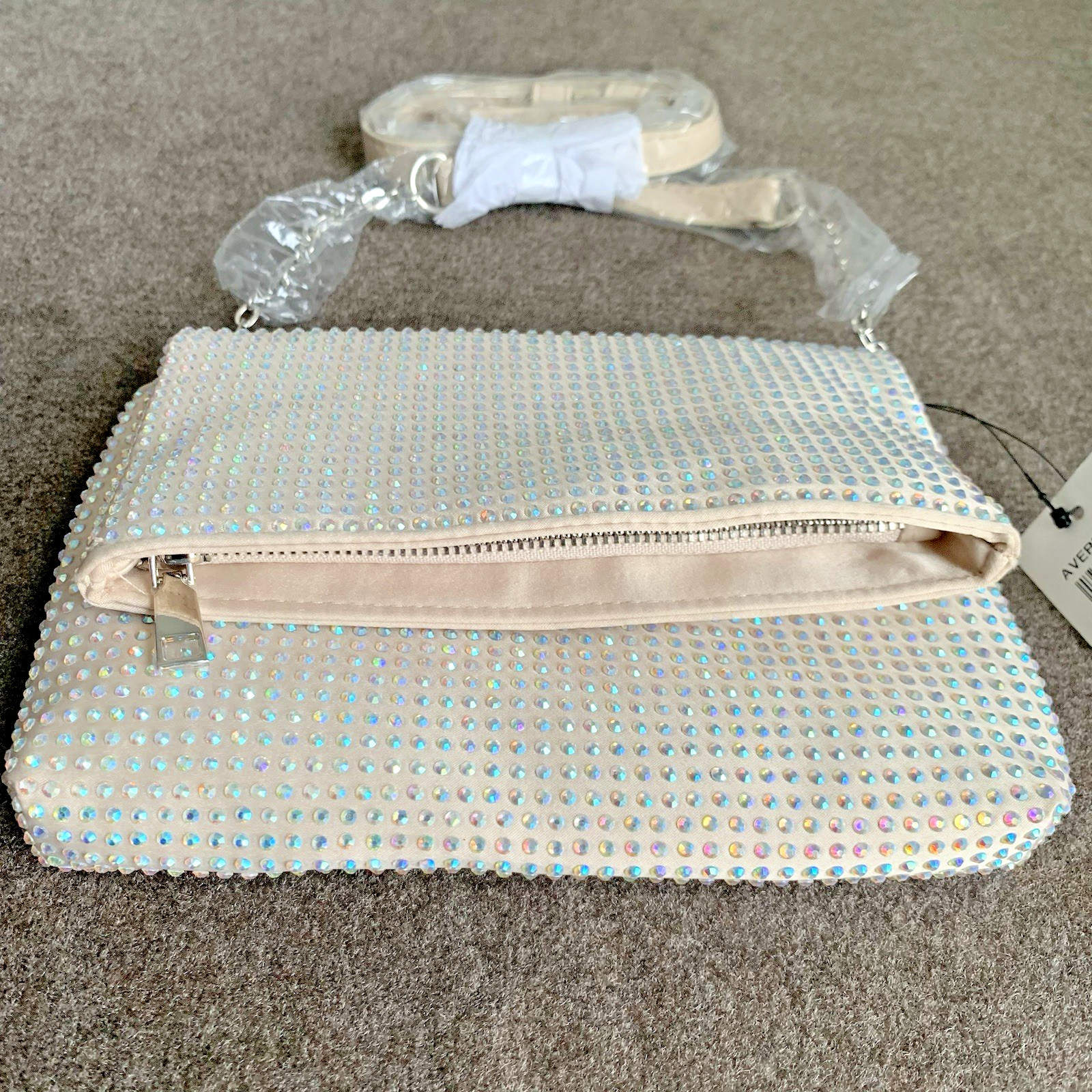 INC International Concepts Averry Tunnel Crossbody Bag Champagne/Iridescent