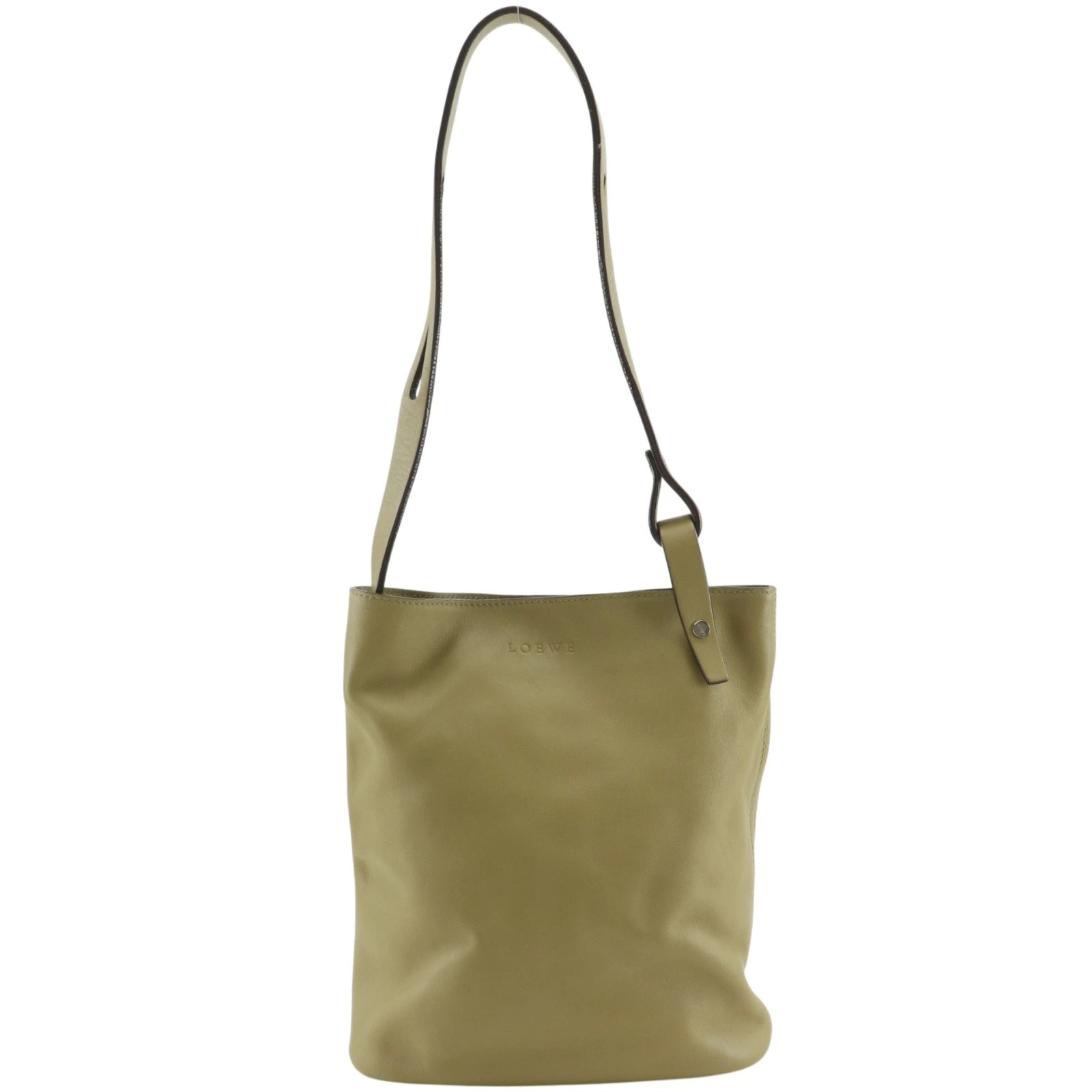 LOEWE Anagram Shoulder Bag Lambskin Olive Women’s #NB2418