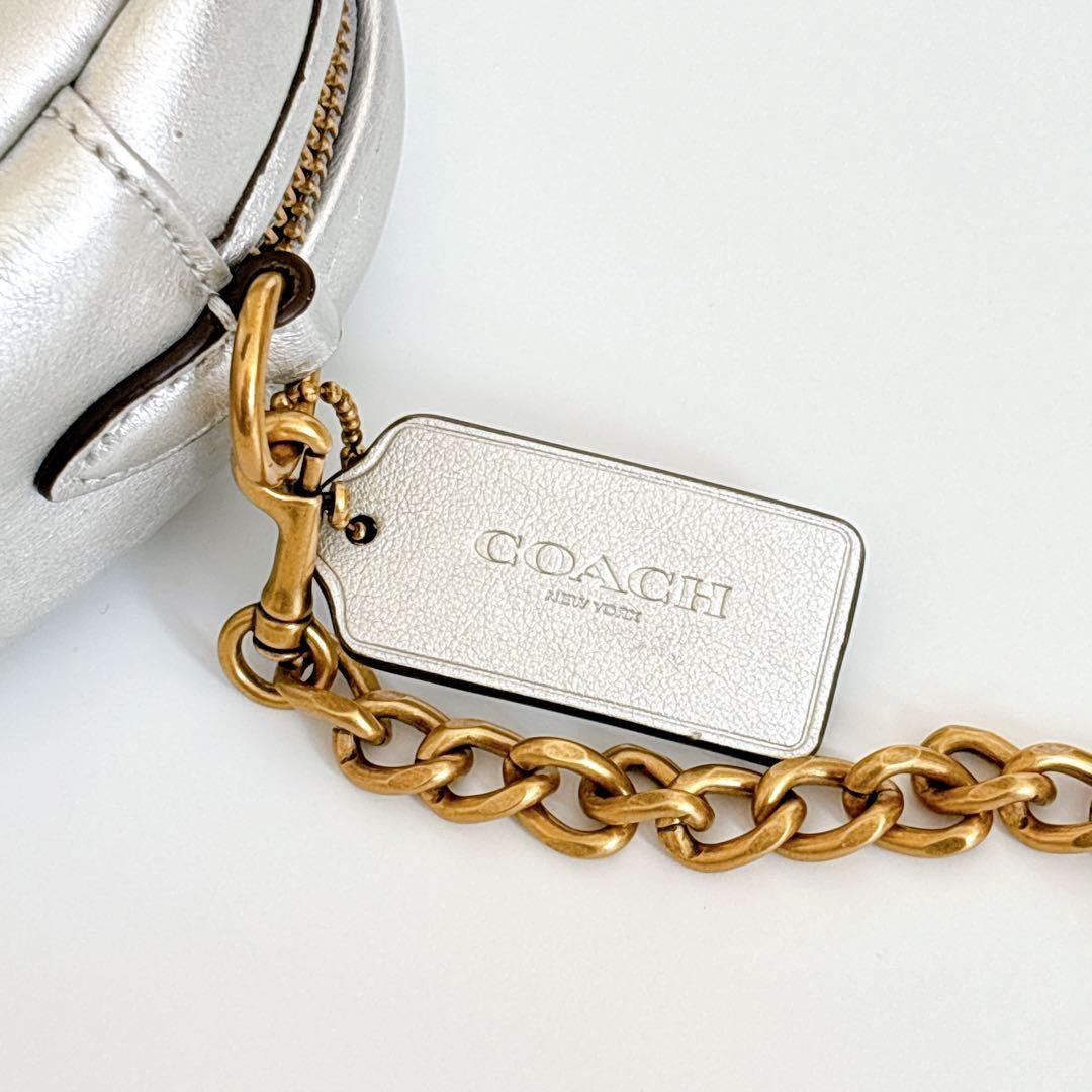 COACH C6618 shoulder bag leather chain coach silver quilting