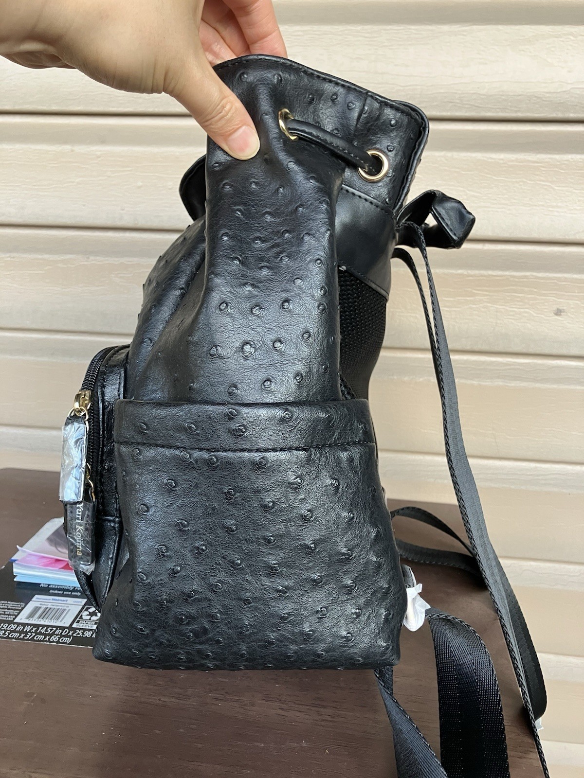 NEW Yuri Kojima Black Ostrich Skin Leather Backpack