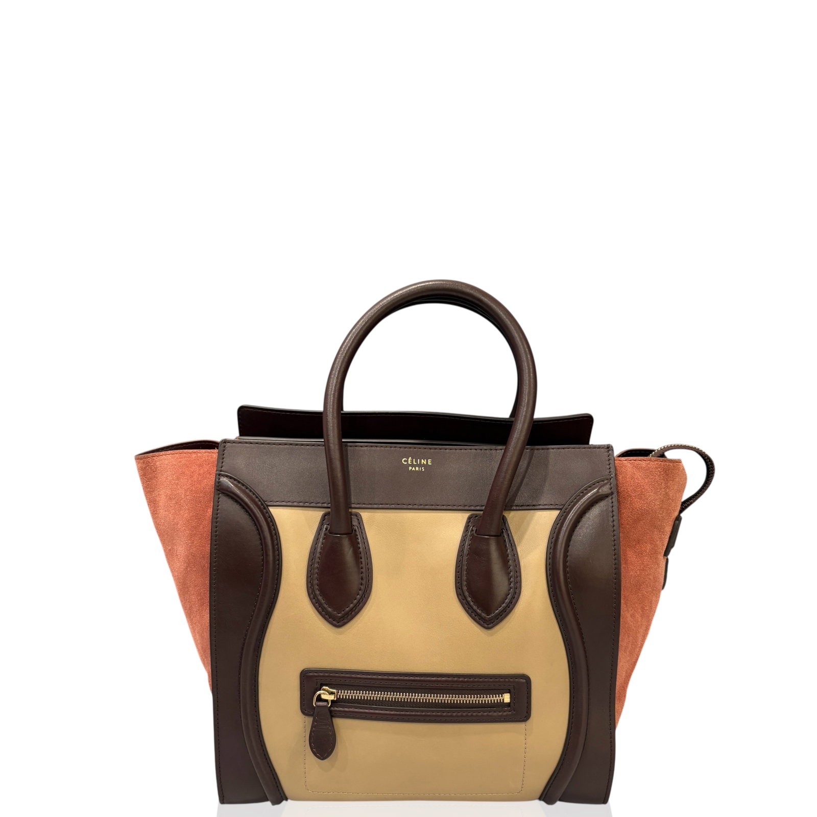 Celine Mini Luggage Grey Burgundy Doblis Suede Calfskin Suede (oy022426a1)