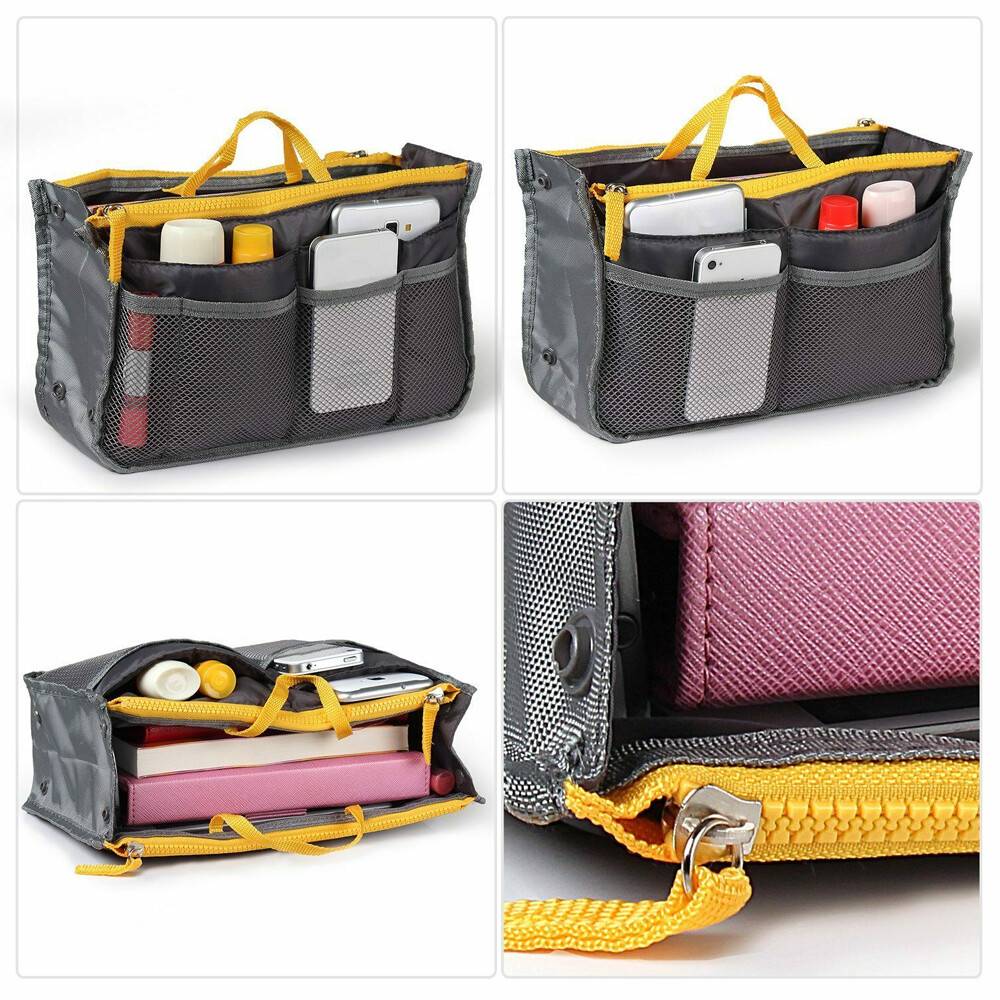 2-Pack Women Travel Insert Handbag Organizer Purse Large Liner Tidy Bag Case US
