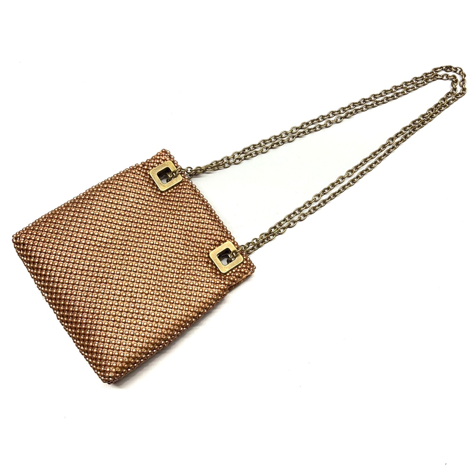 Vintage Brown Copper Mesh Purse Adjustable Chain Crossbody Evening Bag Clutch