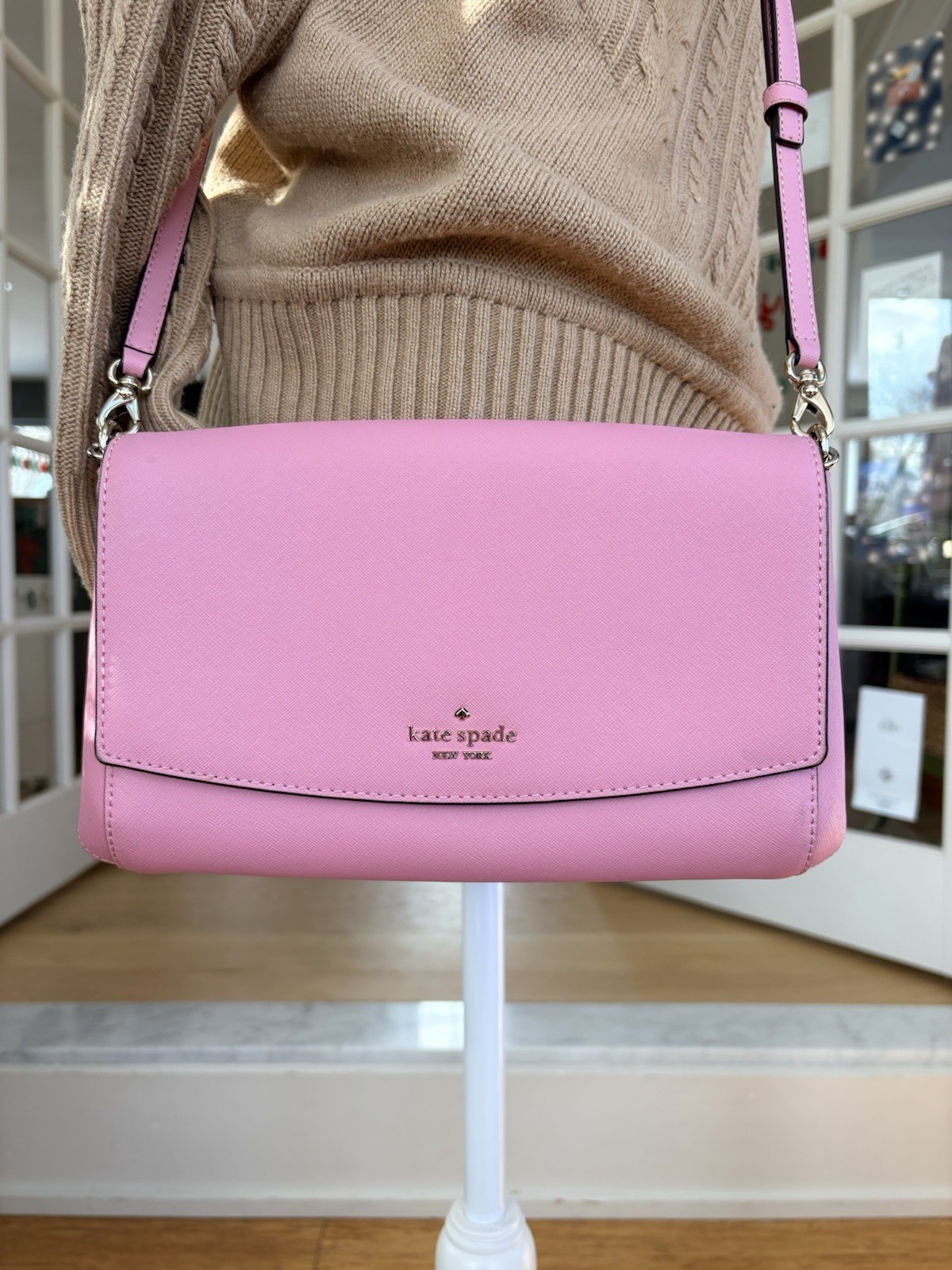 Kate Spade Pink Crossbody Laurel Way Greer Leather Chain Bag