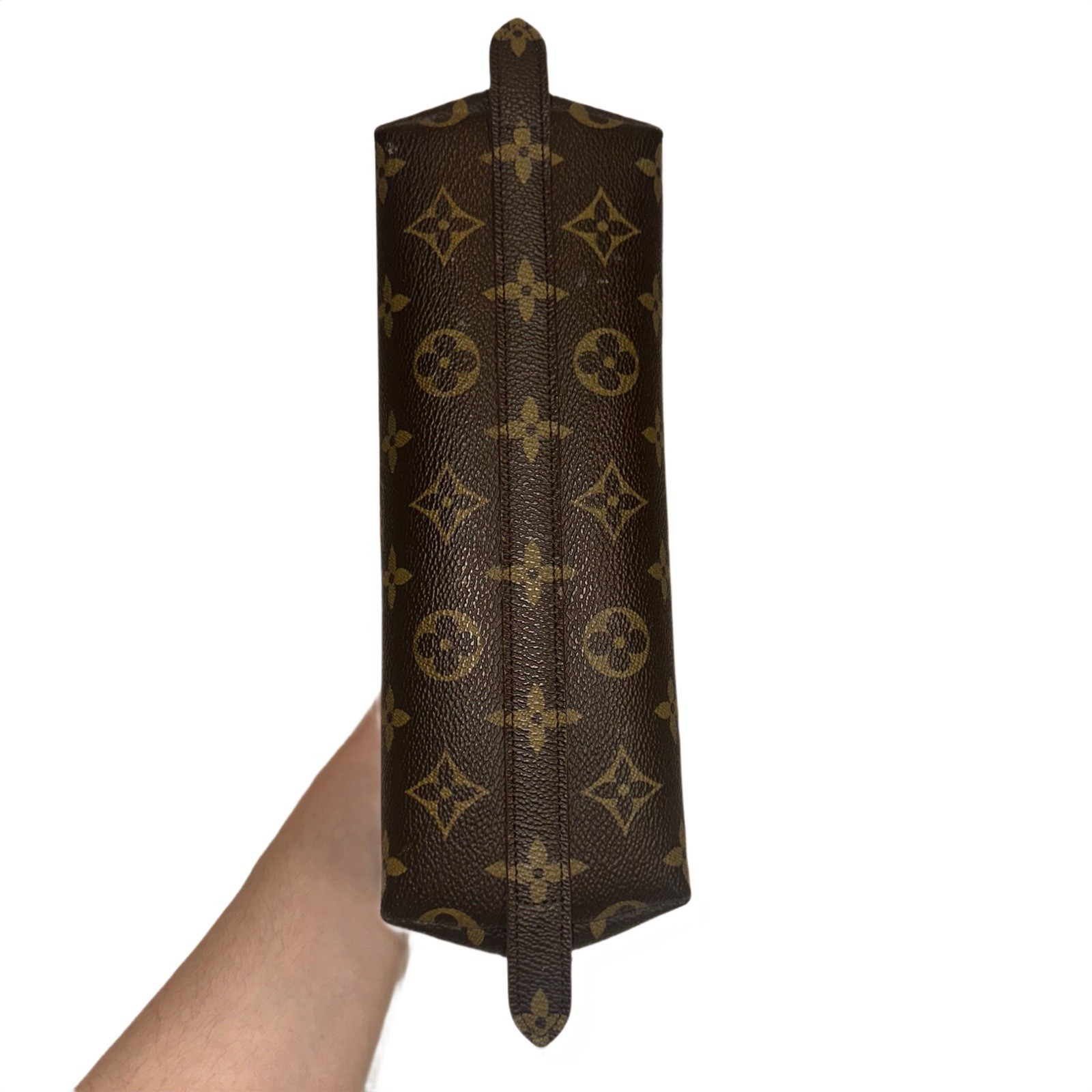 Louis Vuitton Brown Monogram Trousse Demi Ronde Cosmetic Pouch Vintage M47520
