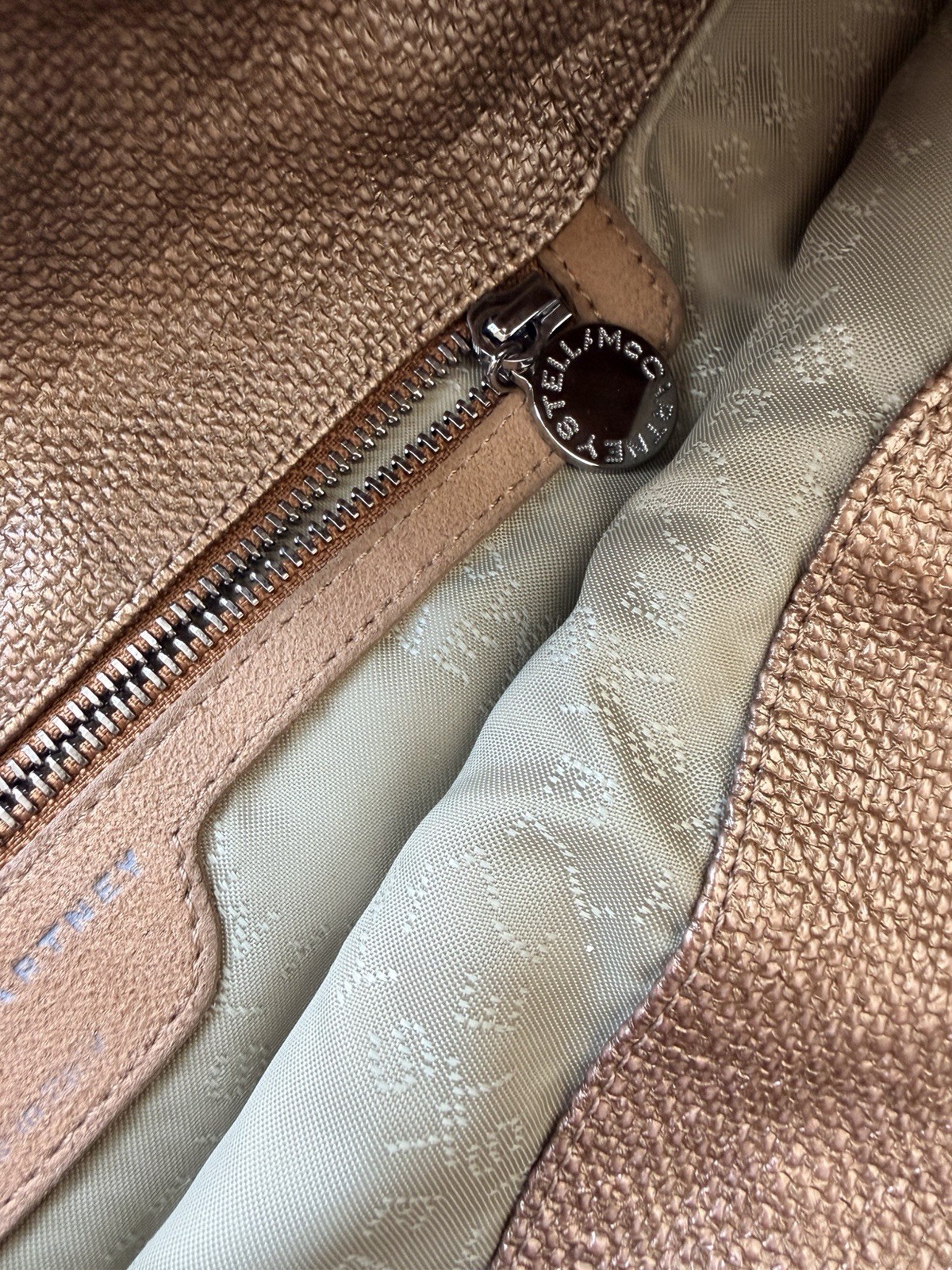 Stella McCartney Falabella Large Bronze/Gold Chain Shoulder Slouchy Bag Tote