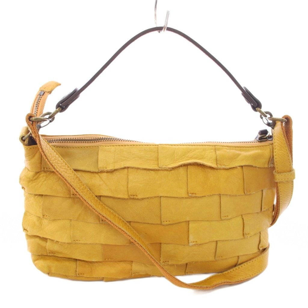 BOX21 Leather Yellow Shoulder Bag AB Condition 17x9cm/6.7×3.5in
