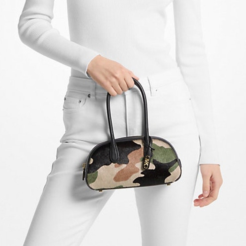 Michael Kors Lulu Small Handle Satchel Smoky Olive Multi Calf Hair Camo NWT