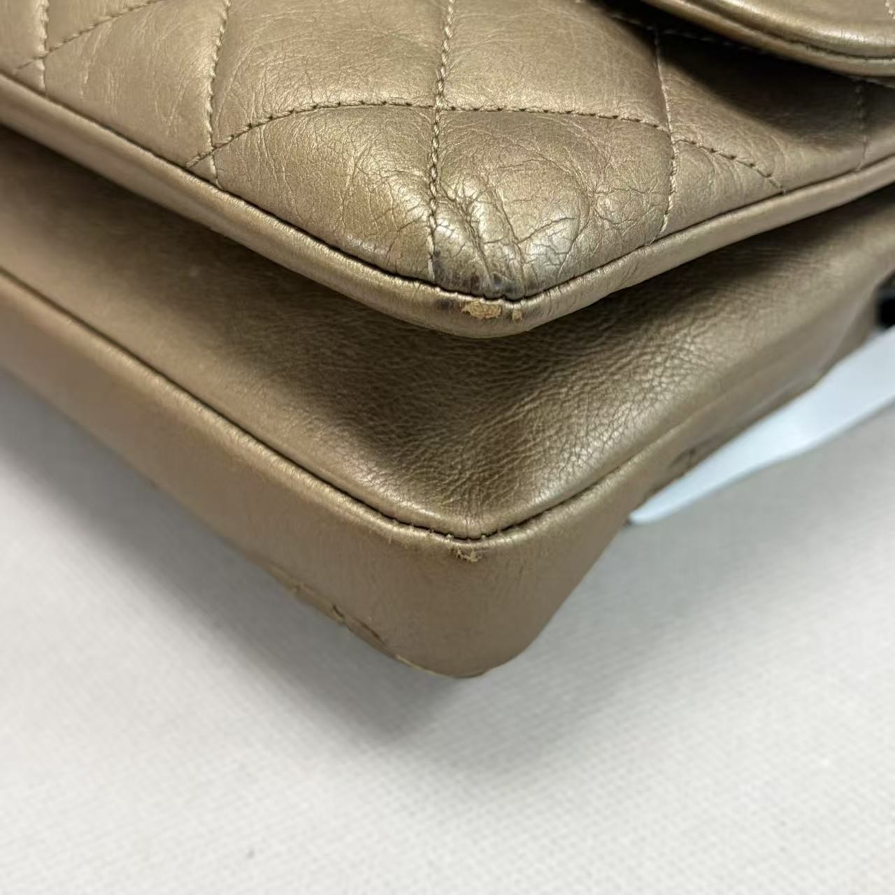 Chanel Jumbo Flap Shoulder Bag Bronze Metallic Lambskin Gold‑Tone Hardware Auth