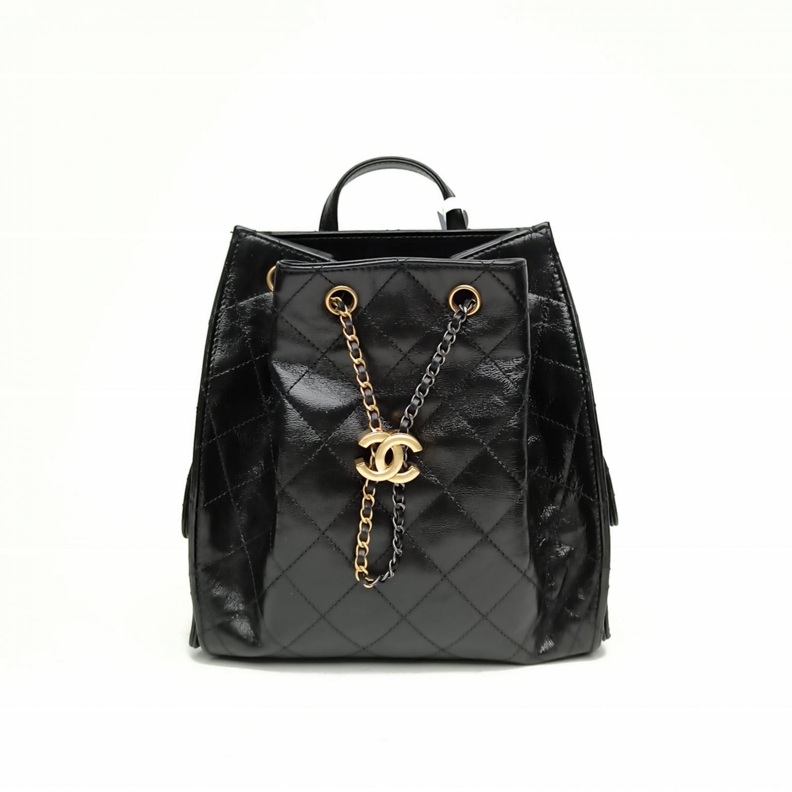 CHANEL 25 bag Backpack 23*23cm Black Calfskin Backpack Bag
