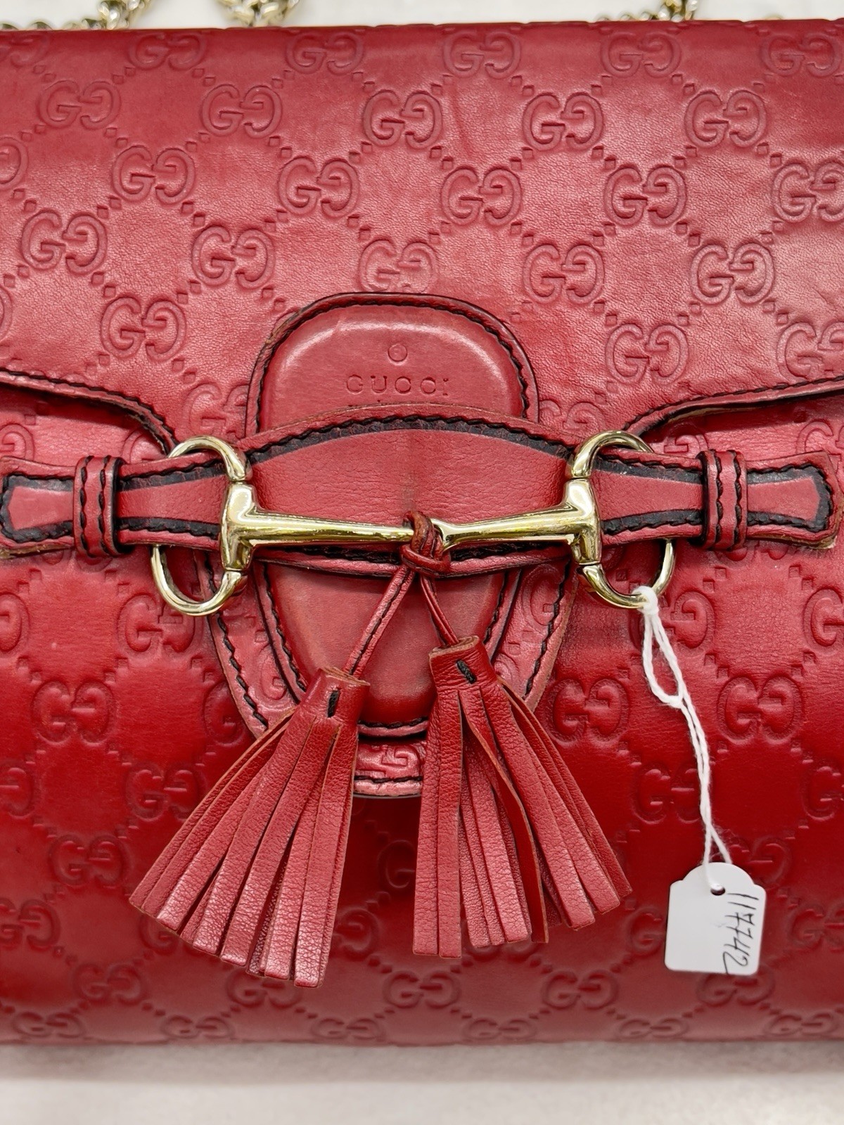 GUCCI Emily Chain Shoulder Bag Red Leather Bag 295403