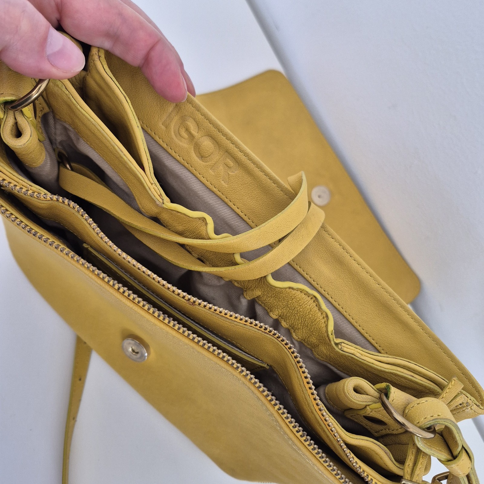 Jerome Dreyfuss Igor Mustard Yellow Leather Casual Shoulder Crossbody Bag