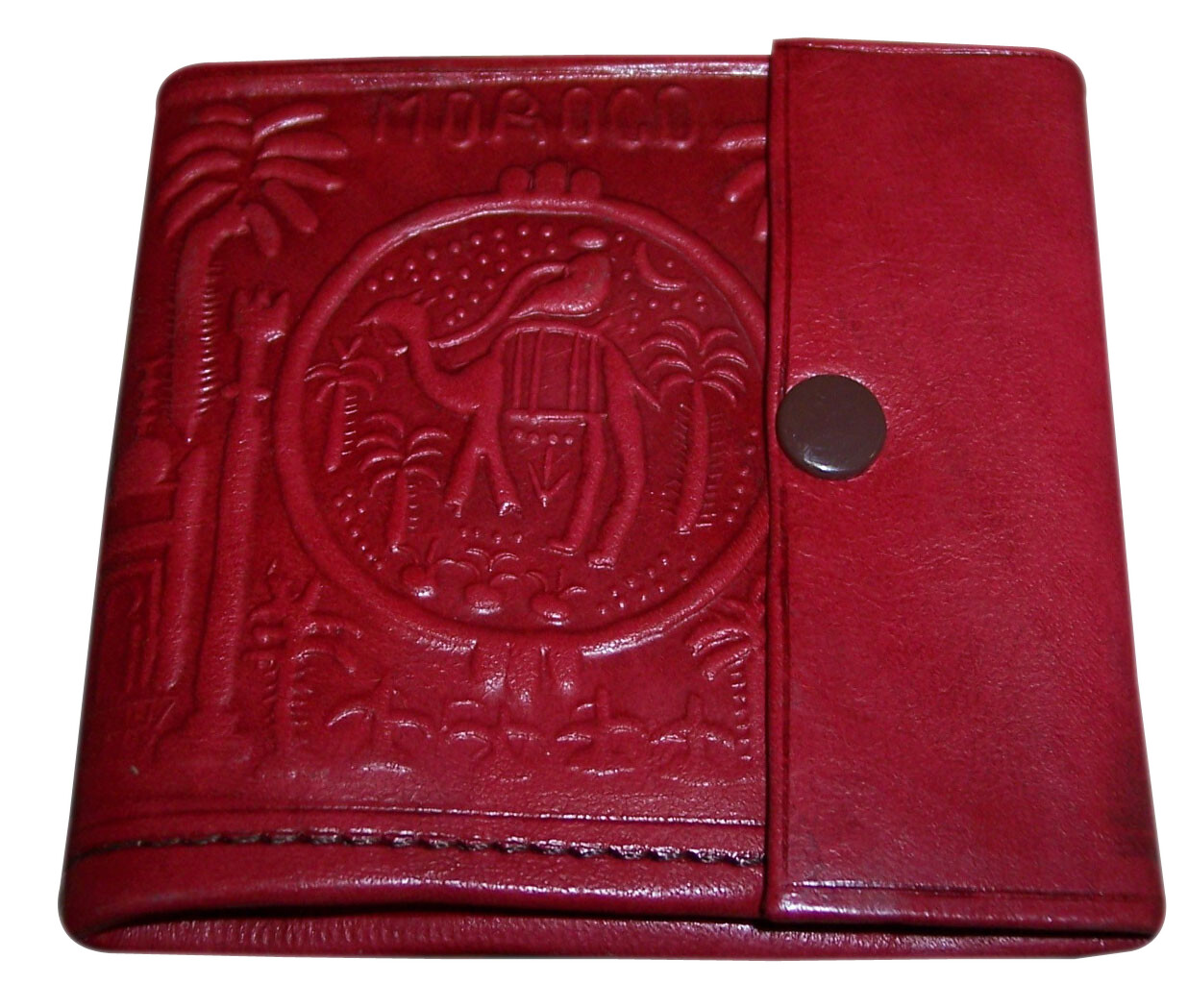 Moroccan Wallet Genuine Leather Bifold Coin Handmade Pocket Unisex Small Red