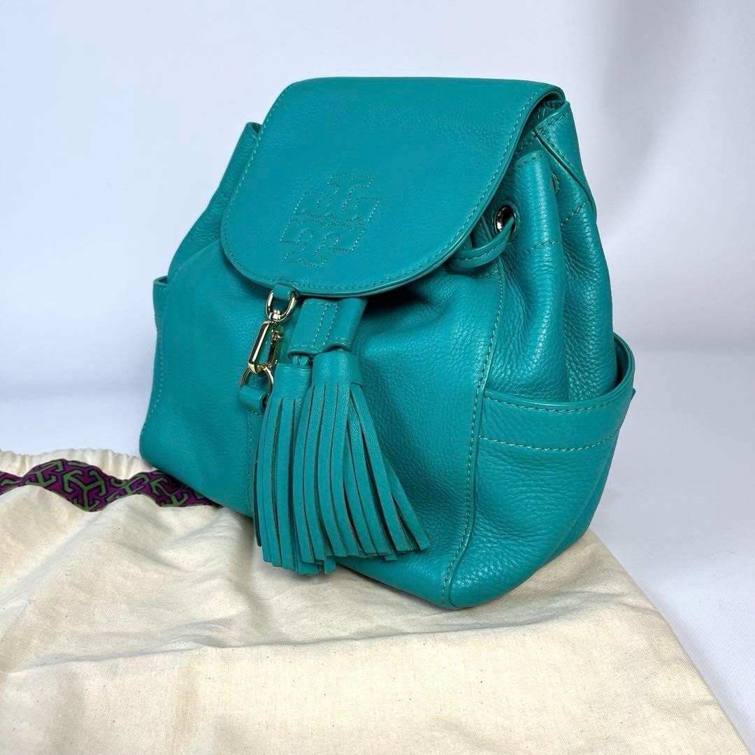Excellent Condition Rare Color TORY BURCH Backpack Leather Turquoise Blue