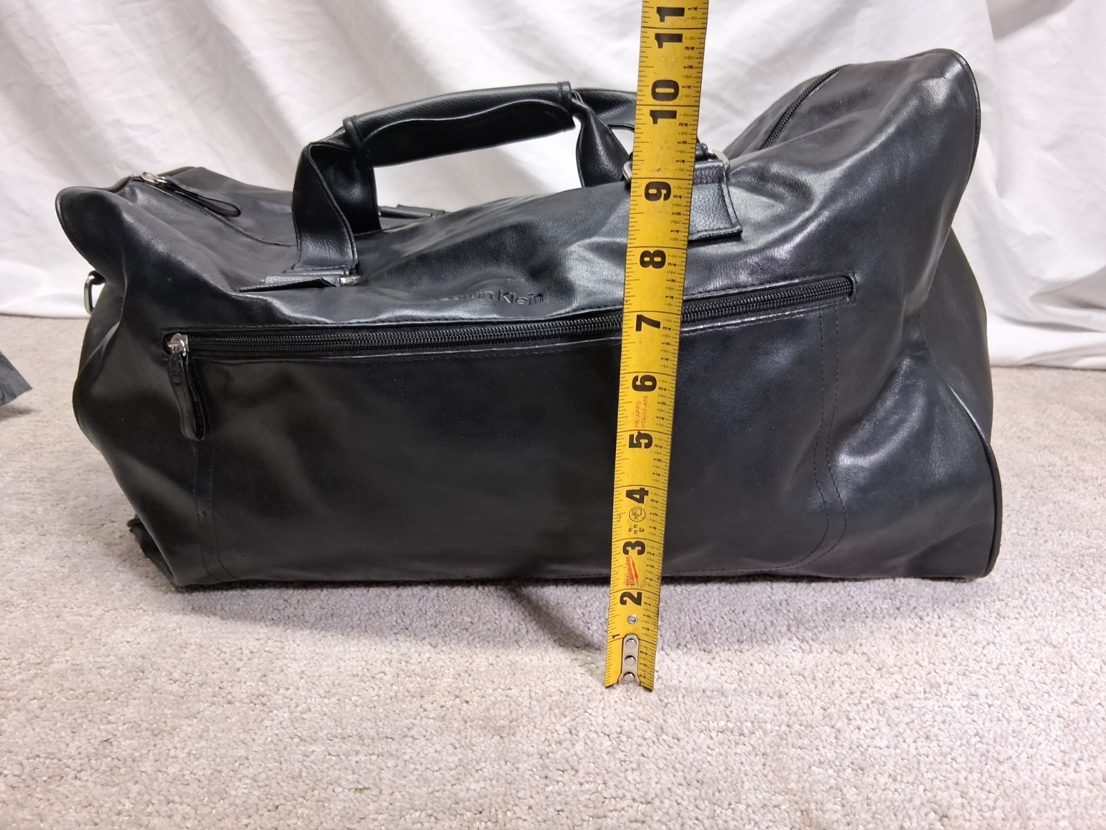 Calvin Klein Black Duffle Bag 100% PVC Polyester Lining Snap Handle Shoulder
