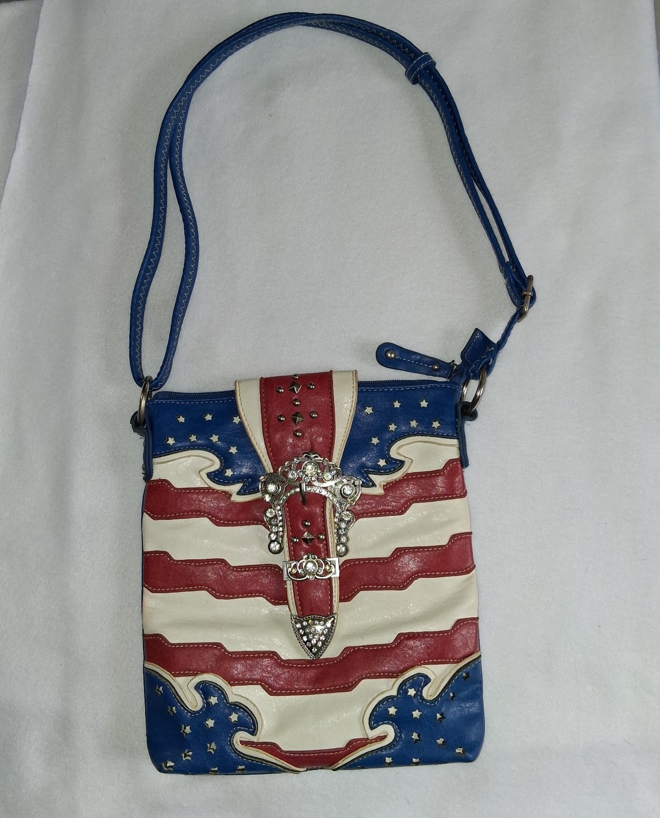 Cowgirl Trendy Crossbody Purse Red White Blue America Stars Stripes