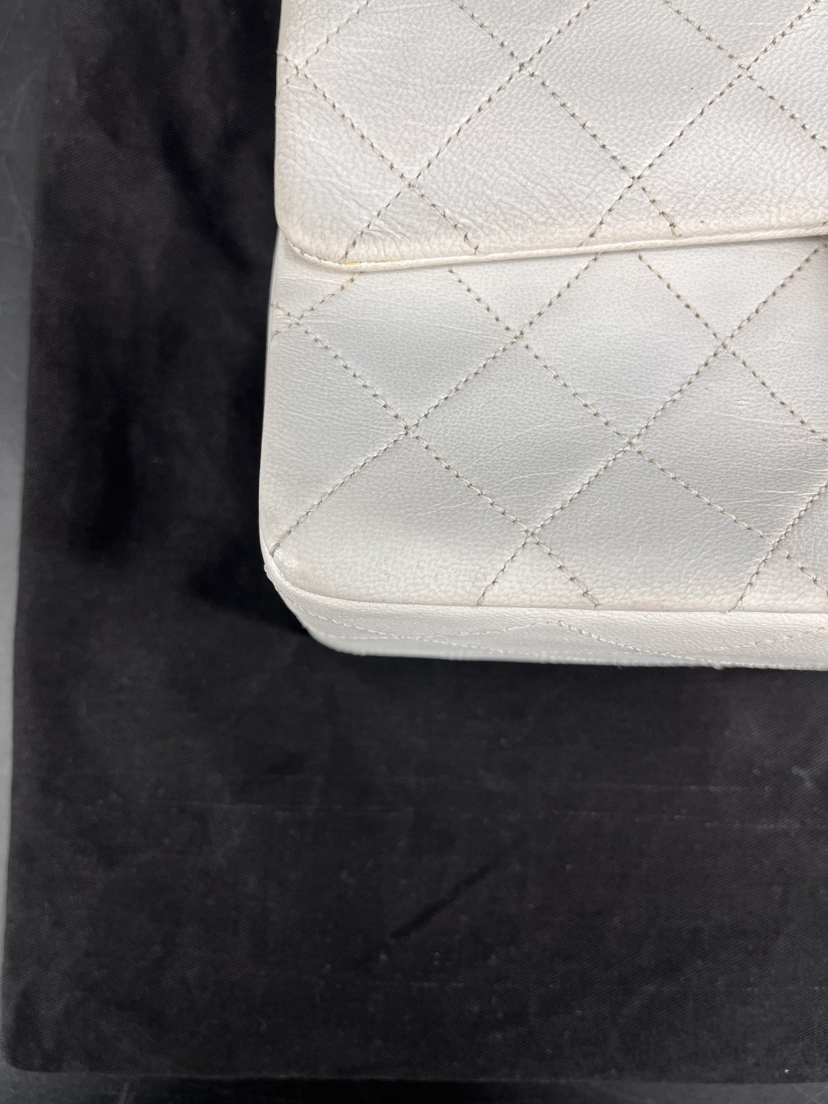 Authentic Chanel Medium Classic Double Flap White Caviar Light Gold HW Bag