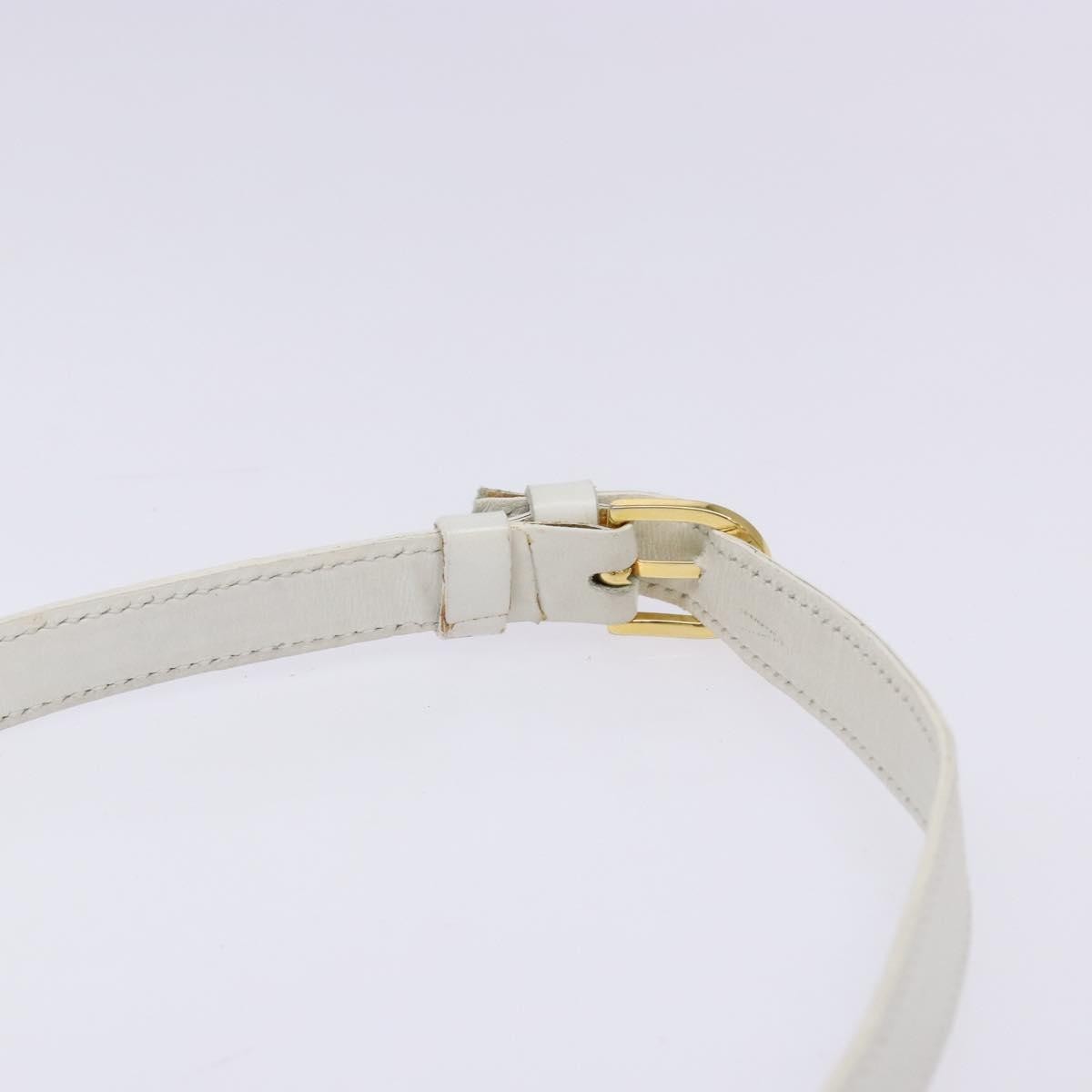 CELINE Shoulder Bag Leather Gold White Auth 138388