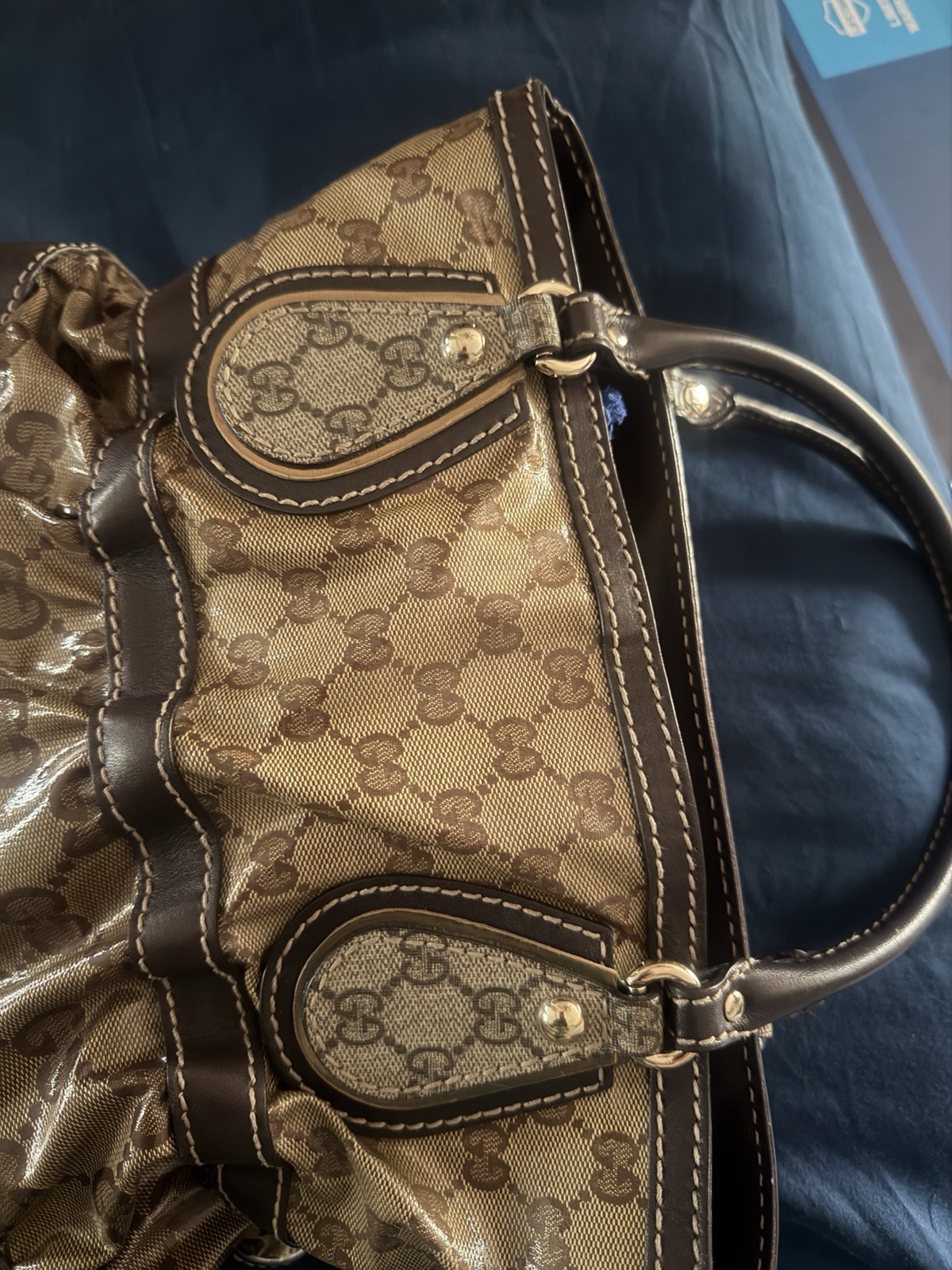 Authentic Gucci Crystal Joy Tote/Handbag Coated Canvass