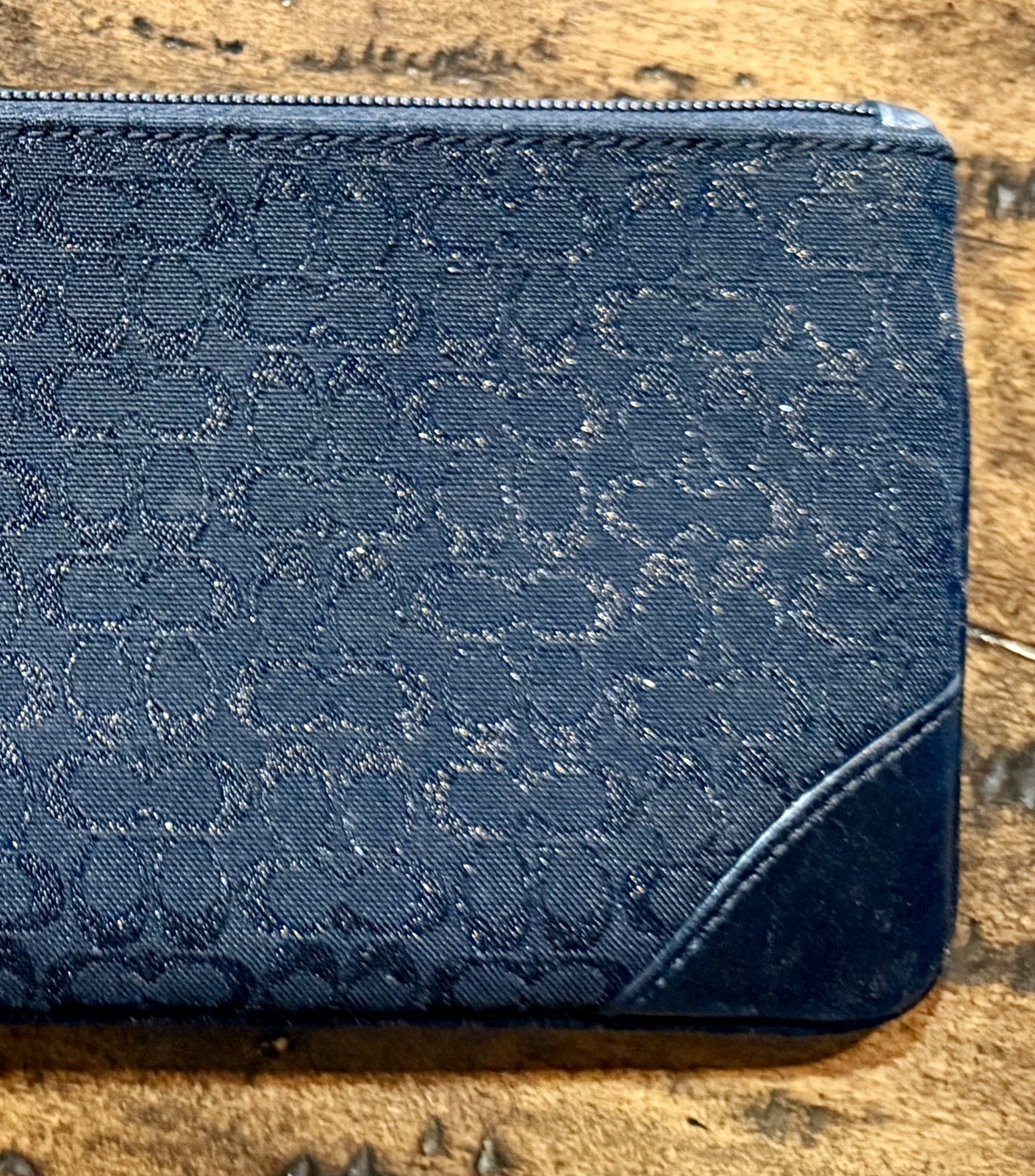 COACH “C” Logo Small Black Lurex/Sparkly Wristlet Purse Silver Hardware – NWOT