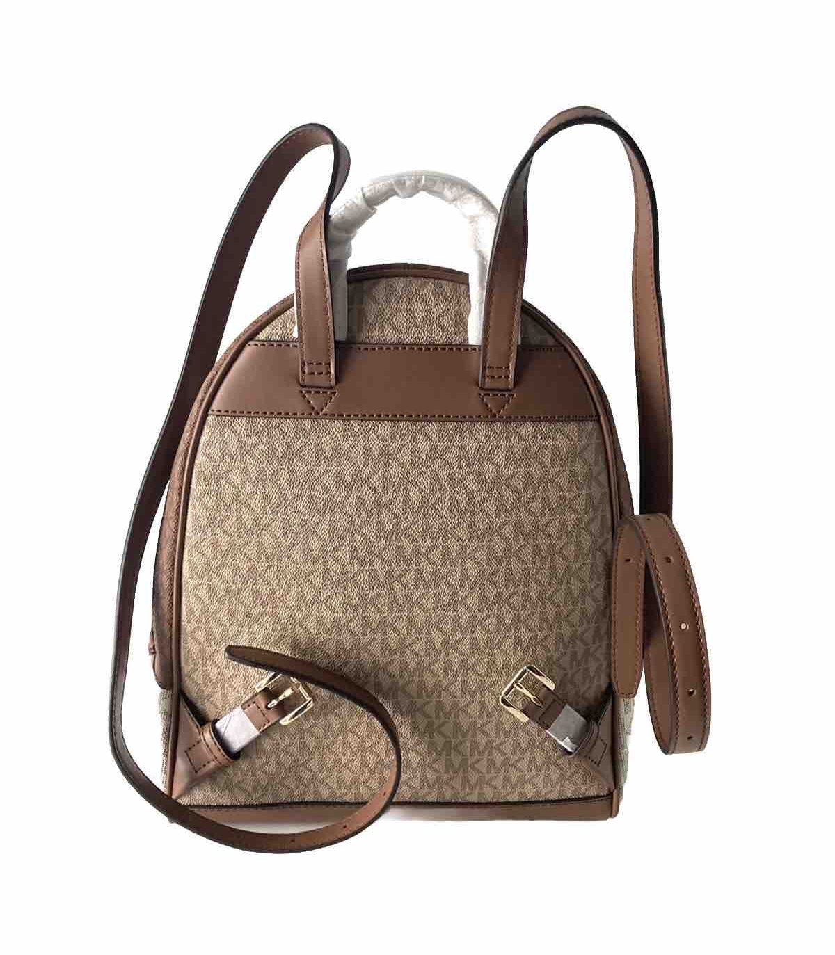 Michael Kors Backpack Bag RHEA MD ZIP BACKPACK Camel Multi Vanilla
