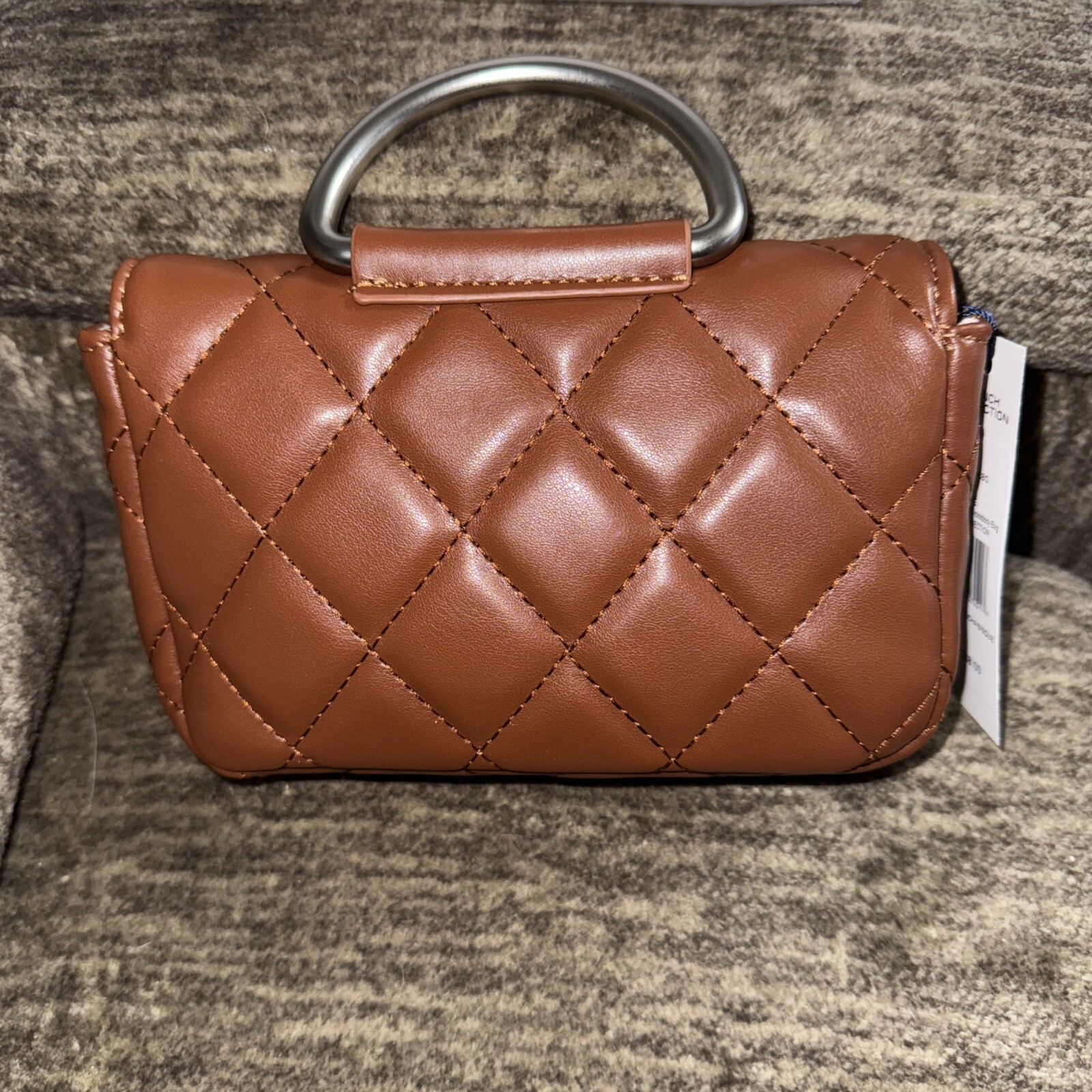 NWT French Connection Quilted Top Handle Crossbody Bag Purse Mocha Bisque $88