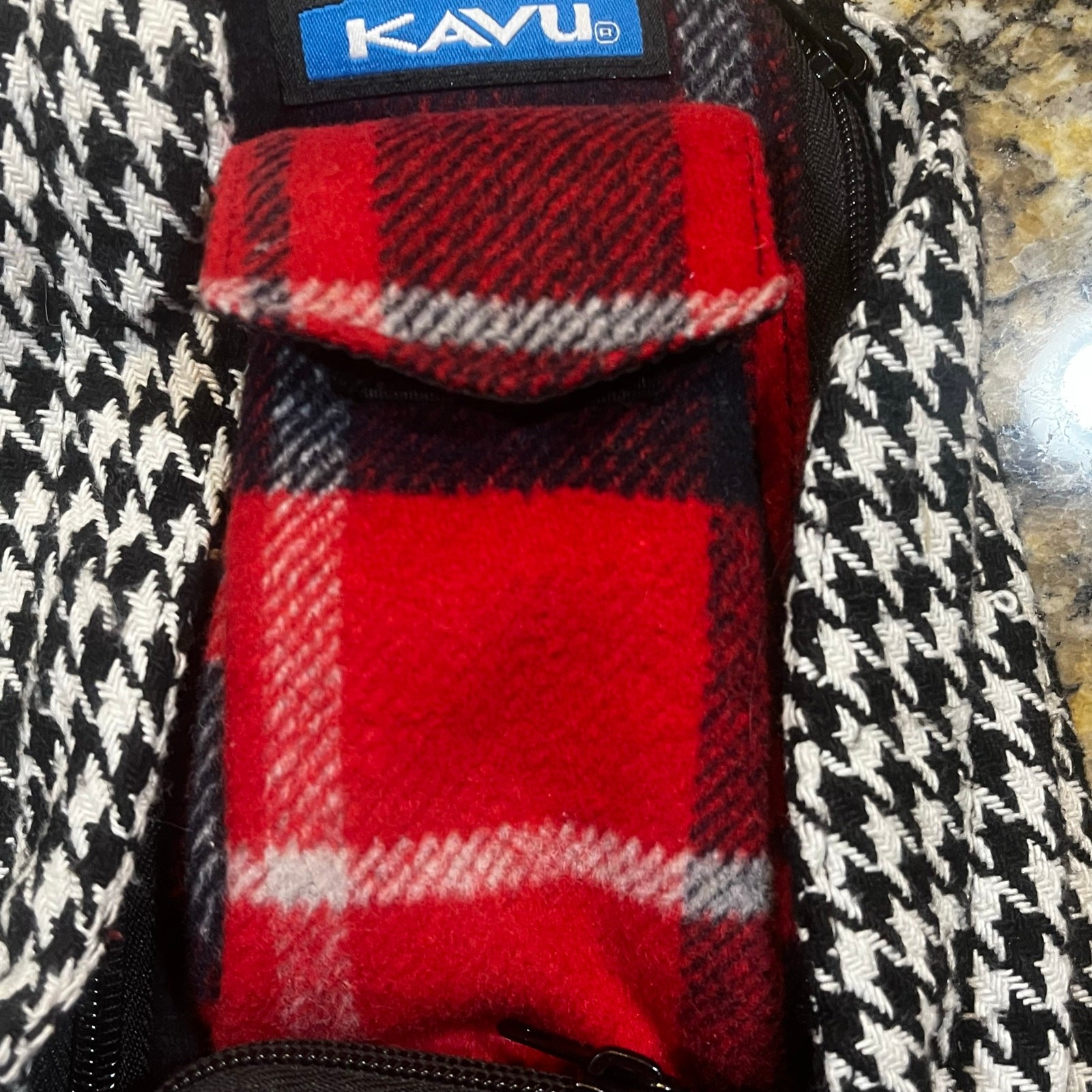 KAVU Rope Bag Sling Bag Red Black Plaid Crossbody Travel Sling-pack