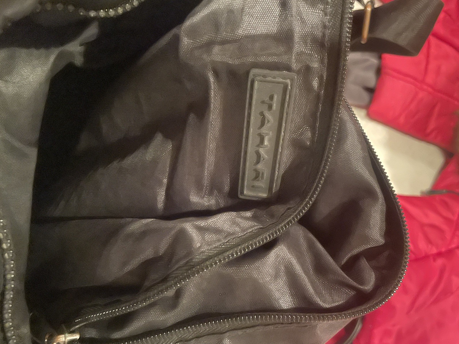 Tahari Nylon And Faux Leather Handbag Double Handle Zip Closure 16”X13”
