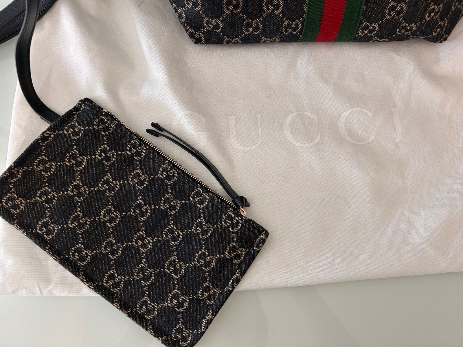Gucci Giglio small tote bag in hard to find black denim