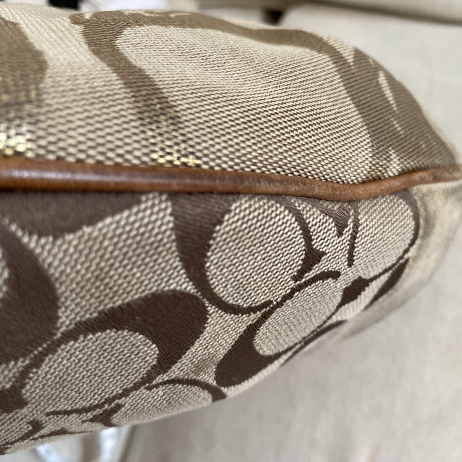 Coach Ergo Khaki Gold Browns Patchwork Medium Hobo Tiger Leopard & Classic “C”