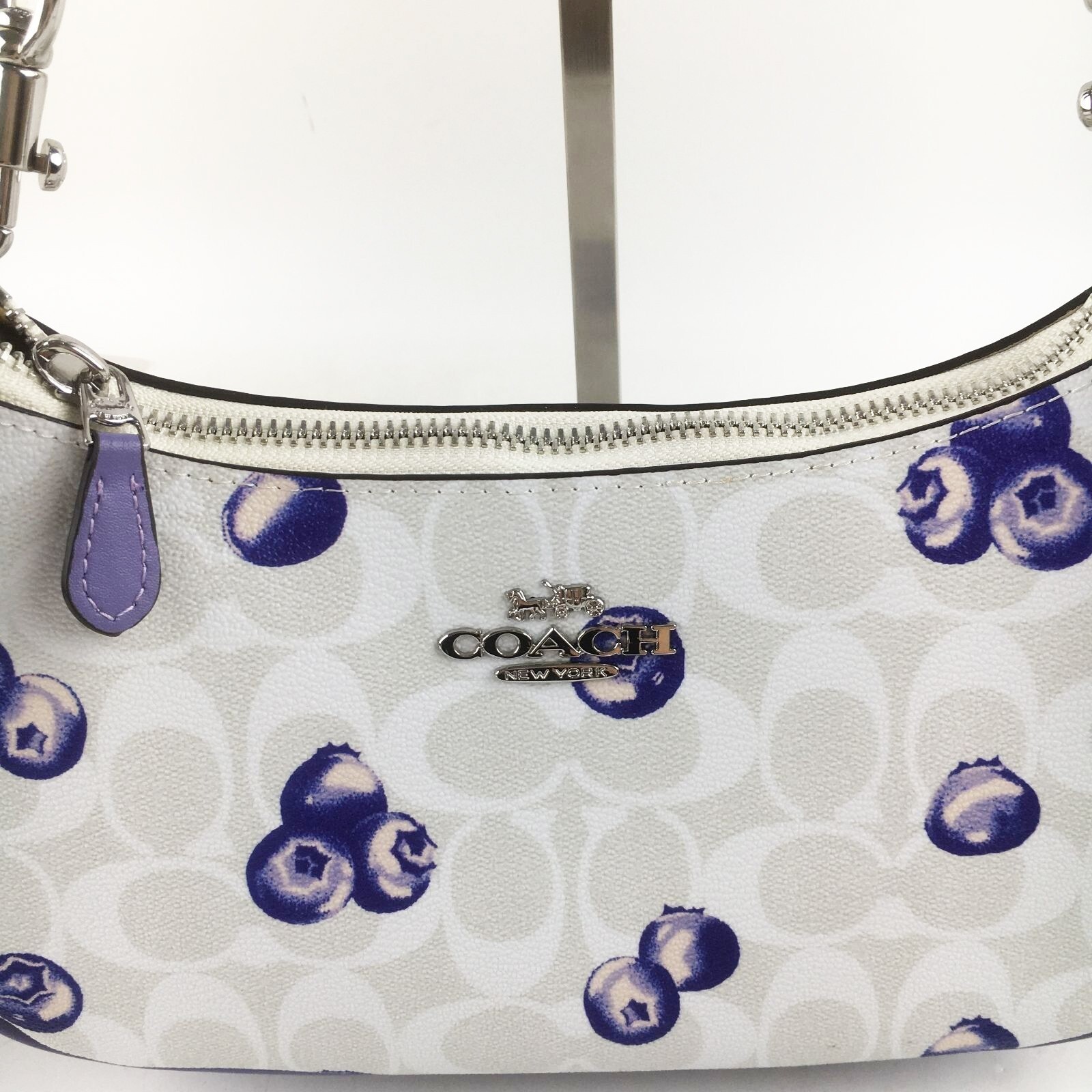 COACH CR292 Teri 2way Shoulder Bag Signature Canvas Blueberry Print NWT
