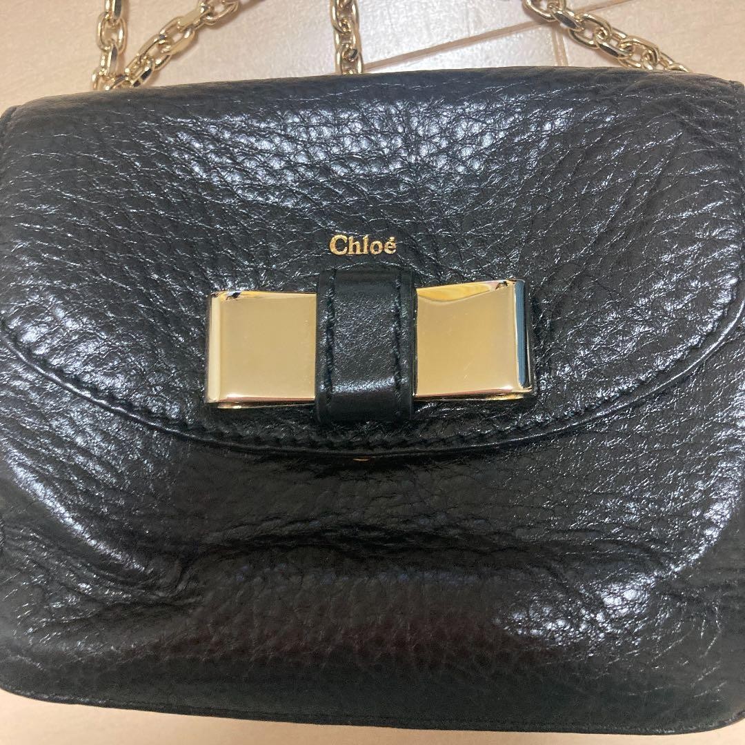 Chloe Mini Shoulder Chain Bag Black Leather 120cm Chain 11x13x6 cm Classic Style