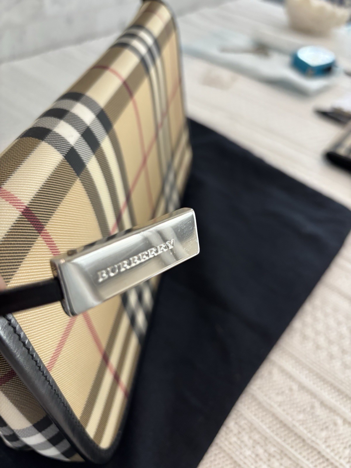 Burberry Vintage Nova Check Small Baguette EXCELLENT Condition & Matching Wallet