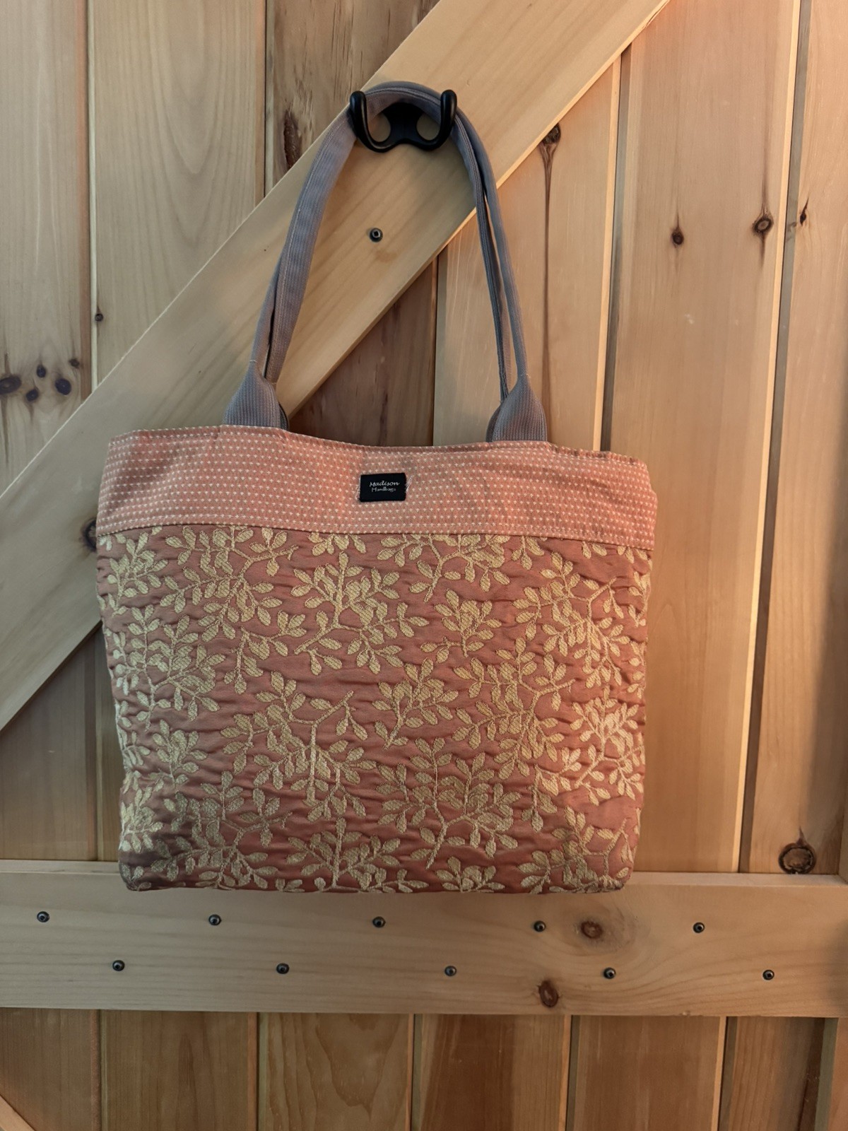 Madison Handbag, Cotton Floral Quilted Tote With Double Canvas Twill Handles