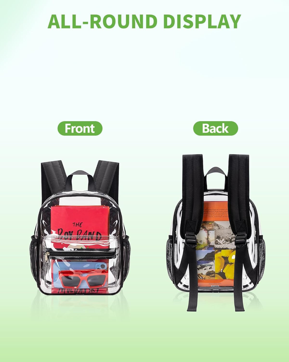 Clear Backpack for Stadium Events, 12x11x6 Inches Small Clear Backpack for Conce