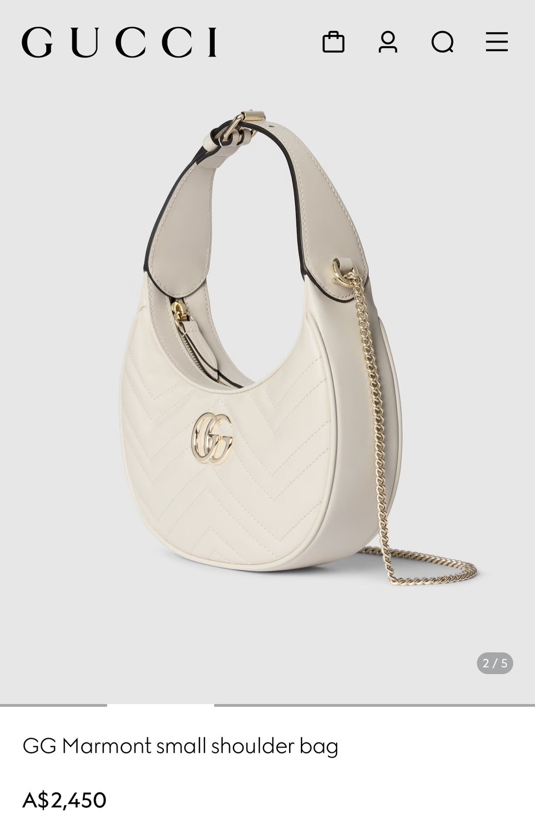 Gucci GG Marmont small cream shoulder/crossbody hobo bag matellassè – BRAND NEW