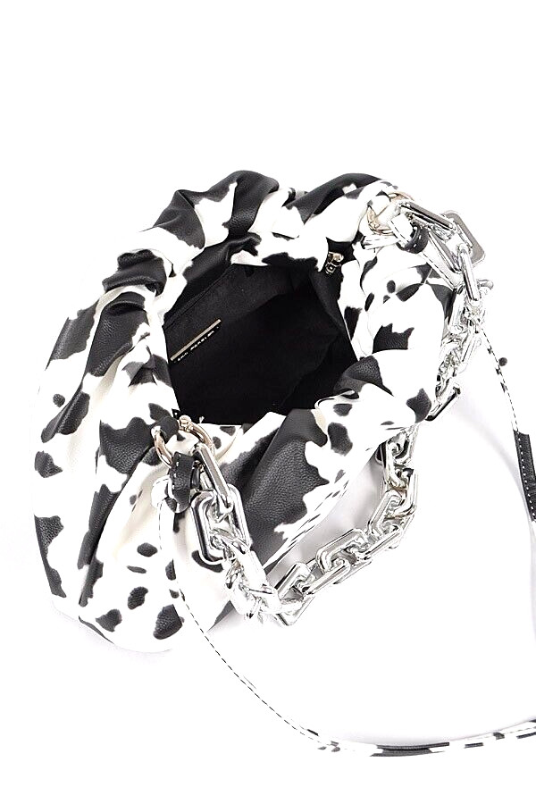 BNWT Cow Print Chunky Chain Accent Crossbody Swing Bag