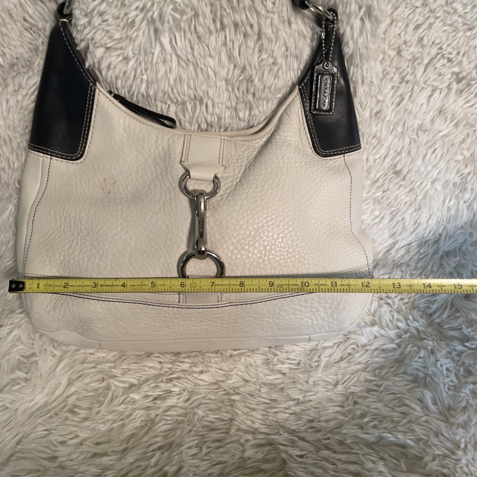 Coach Hamilton F13088 Tan Pebbled Leather Purse Shoulder Bag Lobster Clip