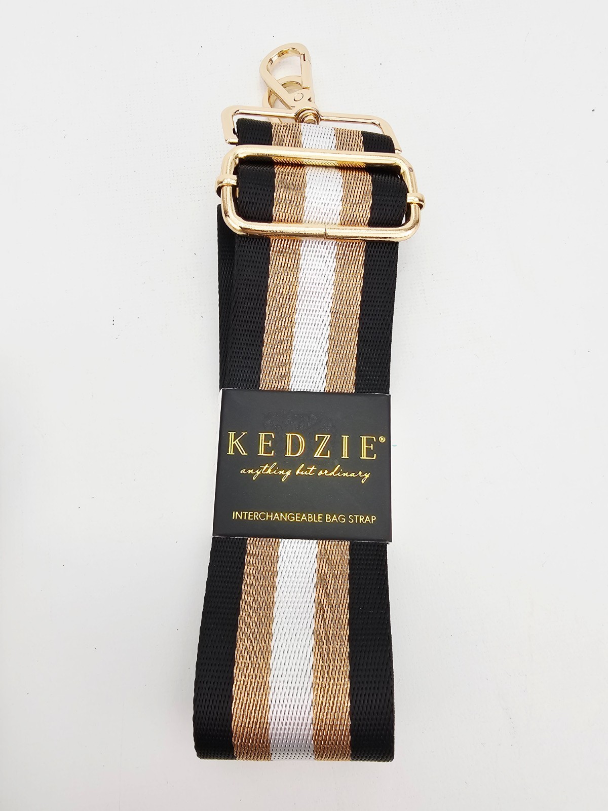 Kedzie Womens 24 Carat Adjustable Interchangeable Purse Strap Black Striped