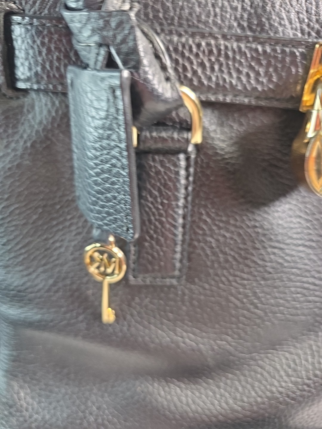 Michael Kors Black Leather Hamilton Traveler LG Satchel Tote Shoulder Bag