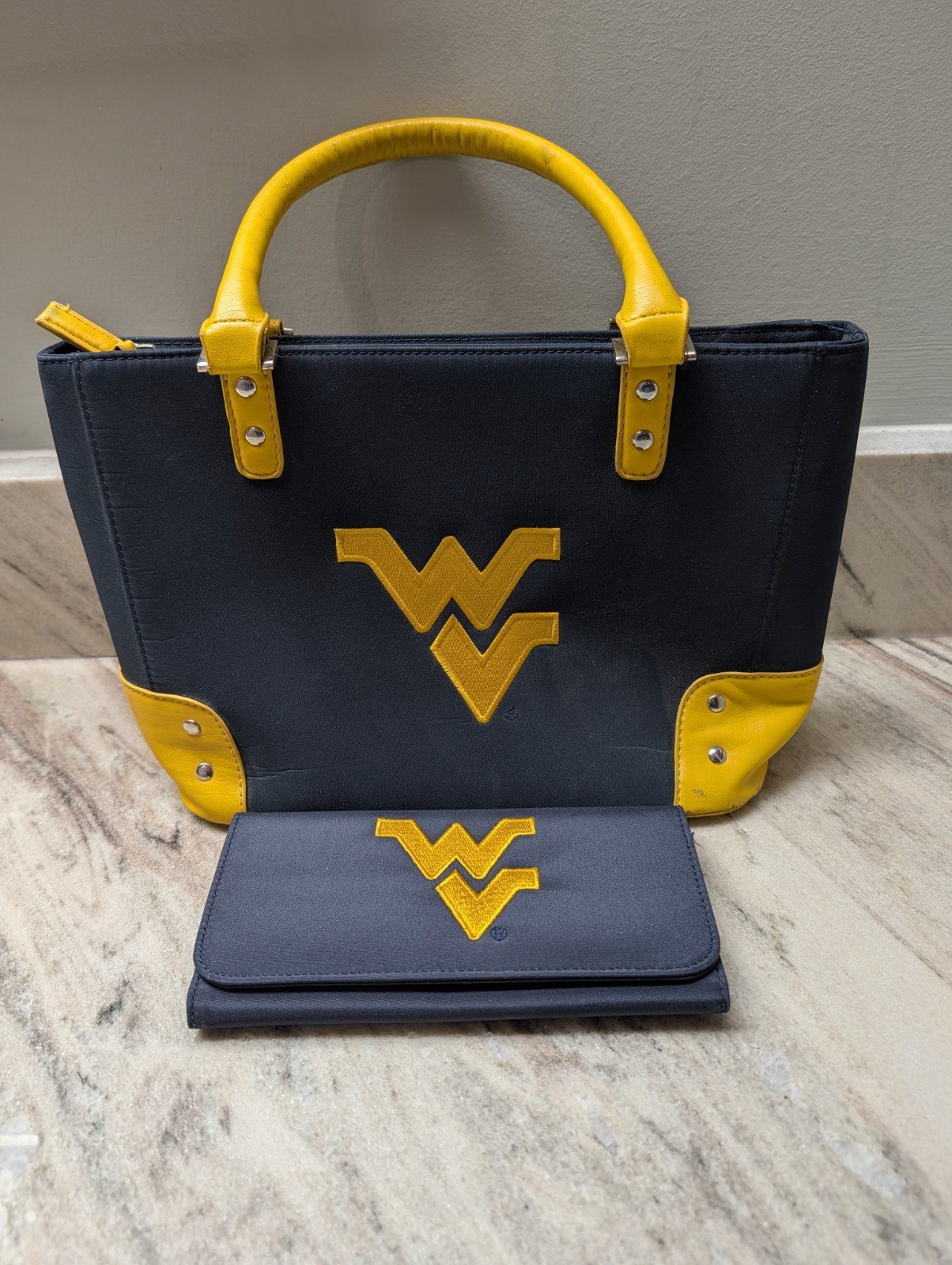 WVU Mountaineers Tote & Wallet West Virginia University Blue & Gold