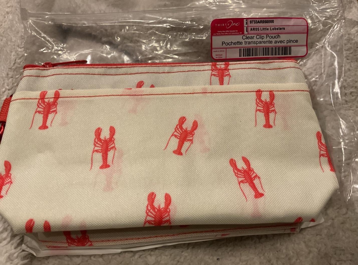 Thirty One CLEAR CLIP POUCH – Little Lobsters-NWT- Last one left in stock